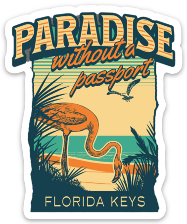Florida Keys Retro Flamingo Sticker