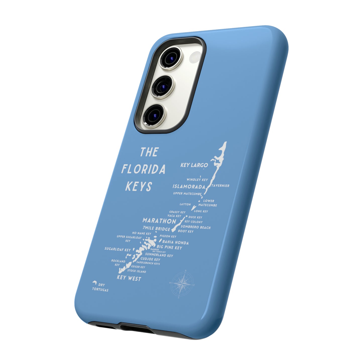Florida keys map - iPhone Samsung pixel phone Case blue with white