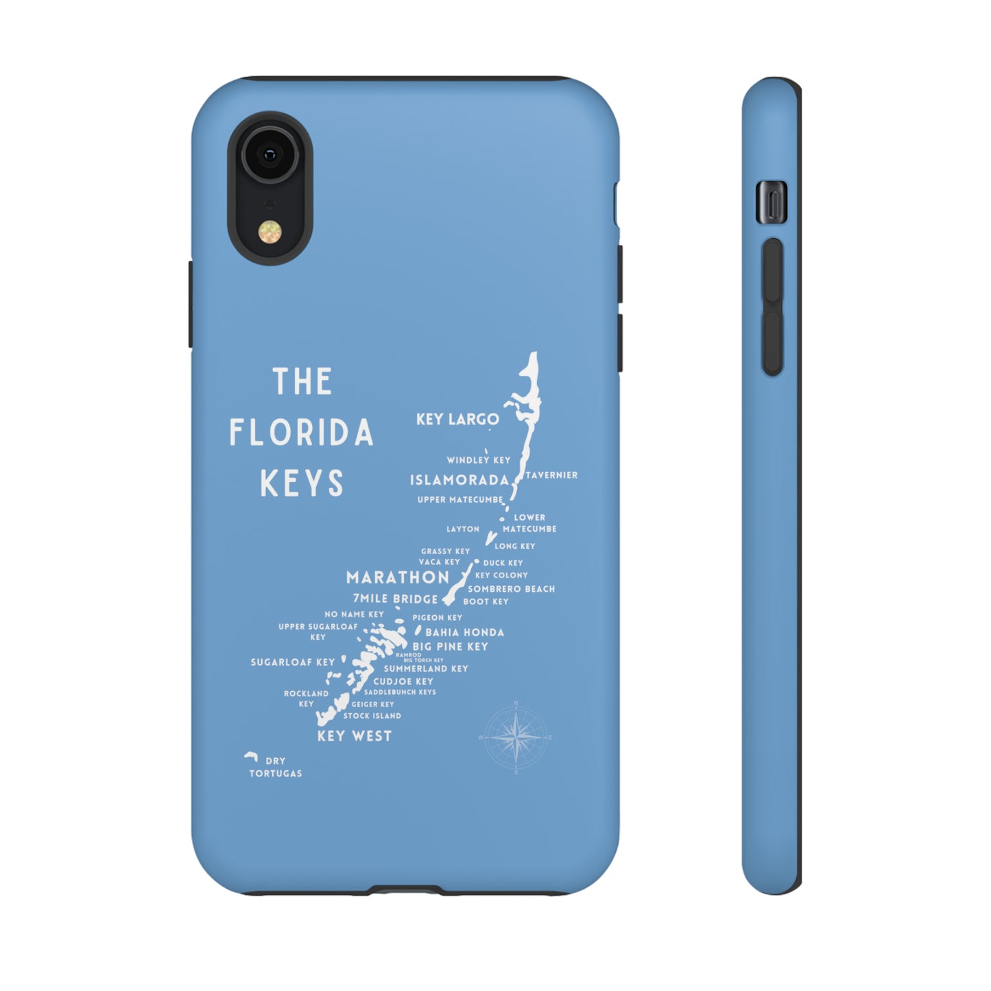 Florida keys map - iPhone Samsung pixel phone Case blue with white