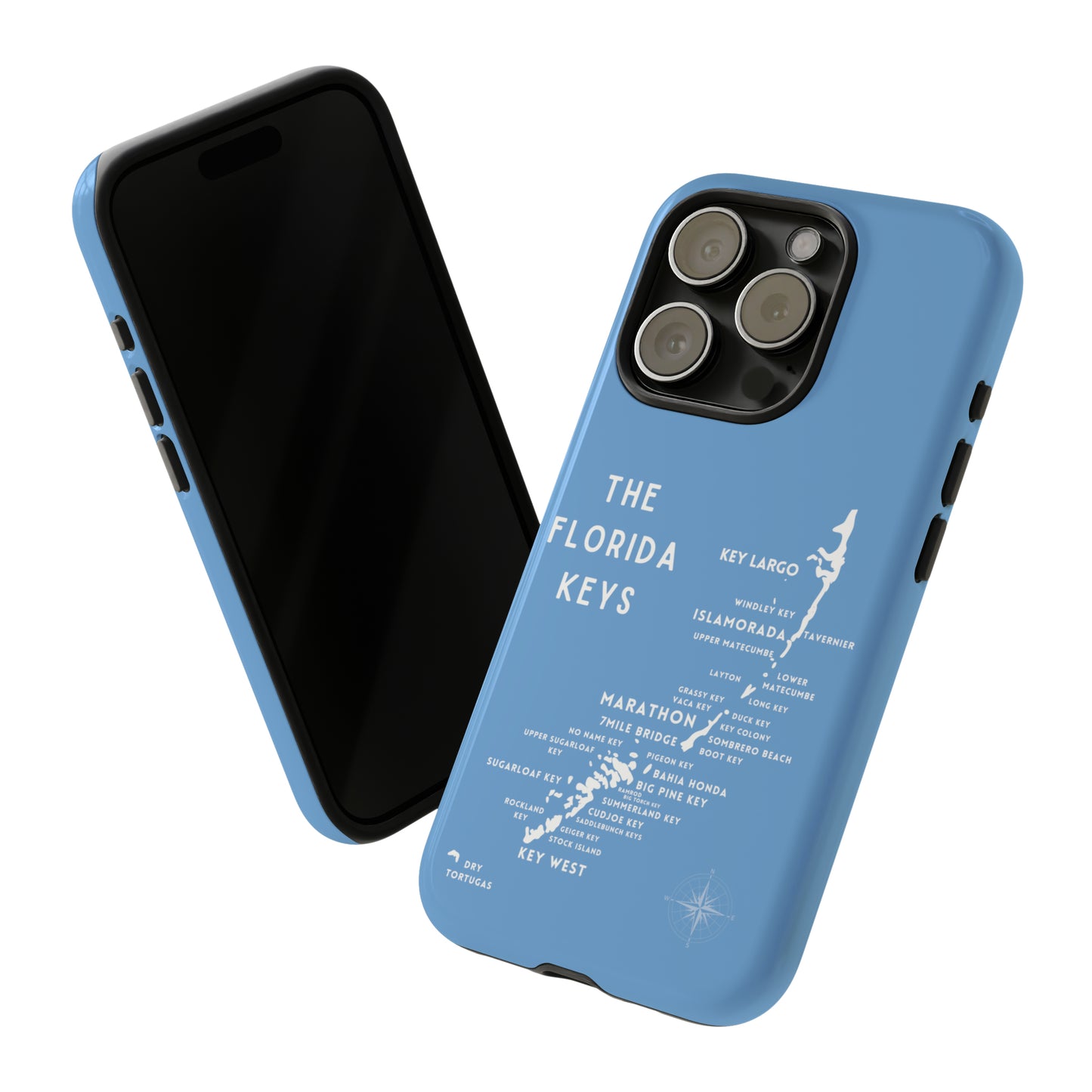 Florida keys map - iPhone Samsung pixel phone Case blue with white