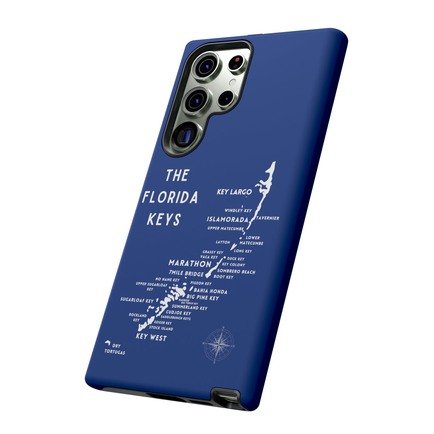 Florida keys map - iPhone Samsung pixel phone Case blue with white