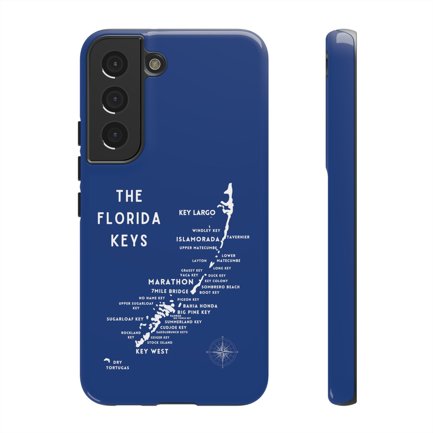 Florida keys map - iPhone Samsung pixel phone Case blue with white