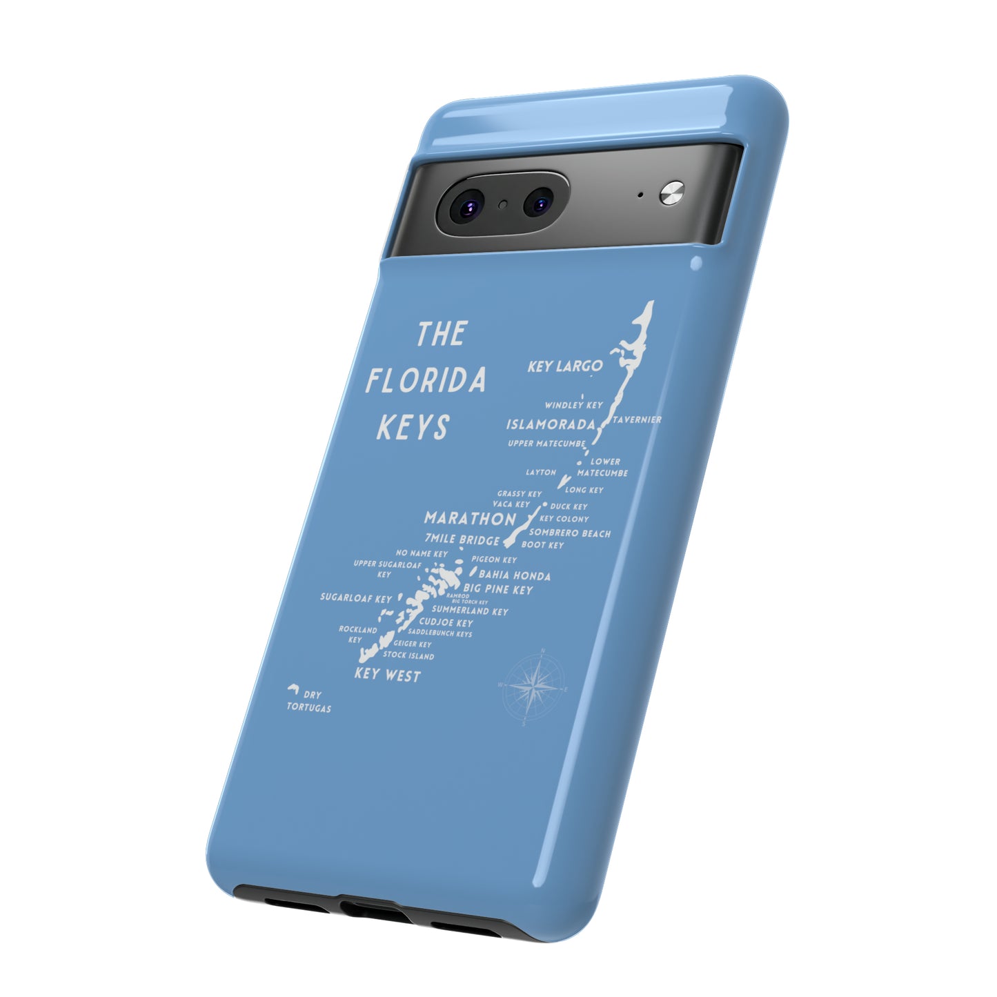 Florida keys map - iPhone Samsung pixel phone Case blue with white
