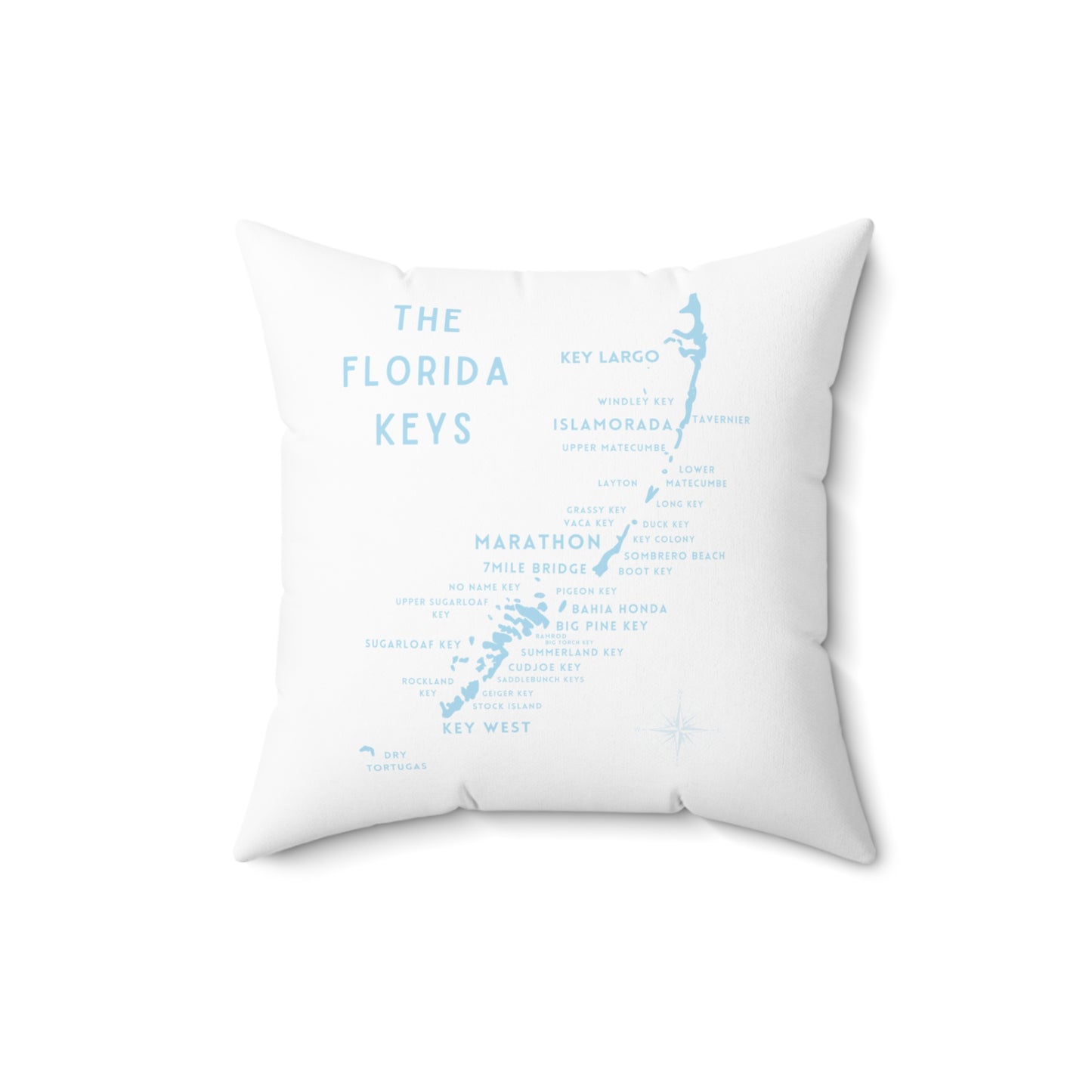 Florida Keys Map - throw pillow - white with blue - four sizes