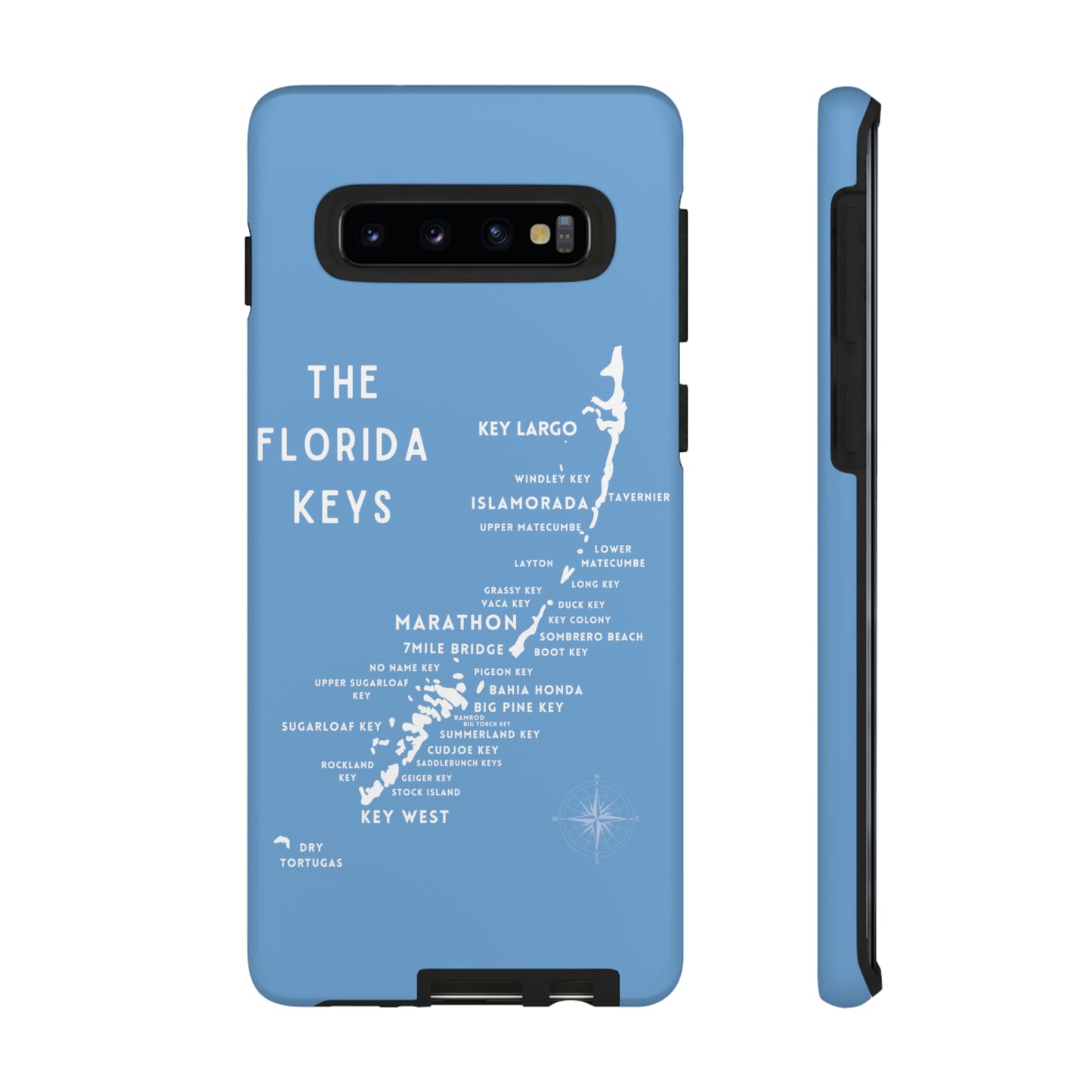 Florida keys map - iPhone Samsung pixel phone Case blue with white