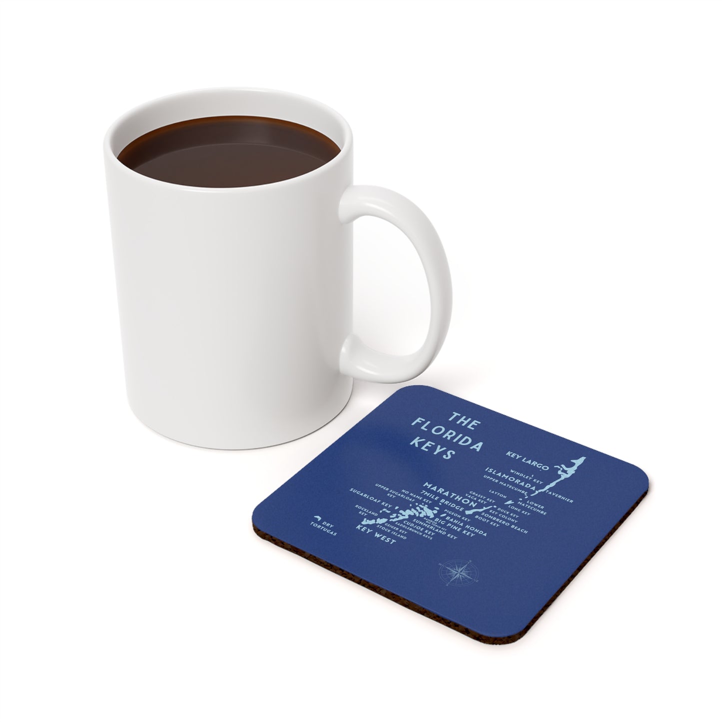 Florida Keys Map - Blue -  Cork Back Coaster