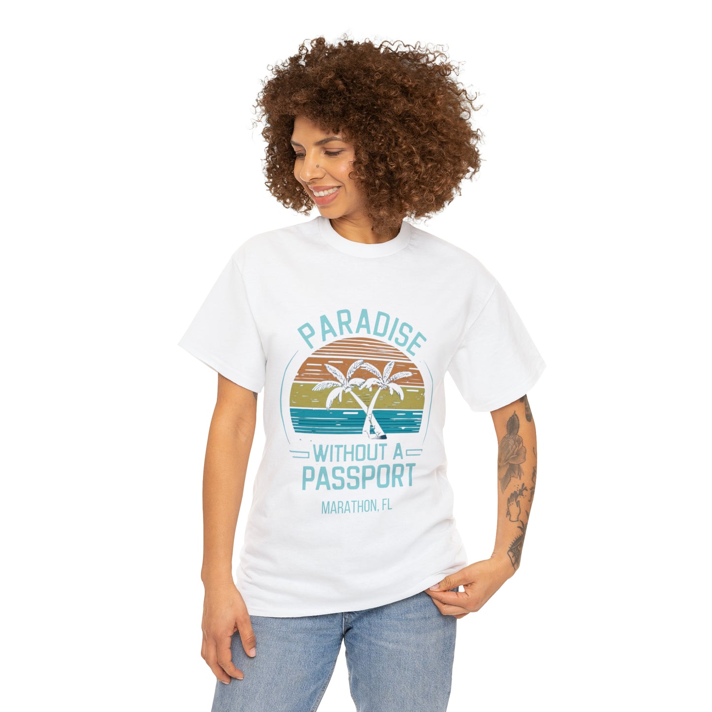 Paradise without a Passport - vintage tee - Unisex Heavy Cotton Tee