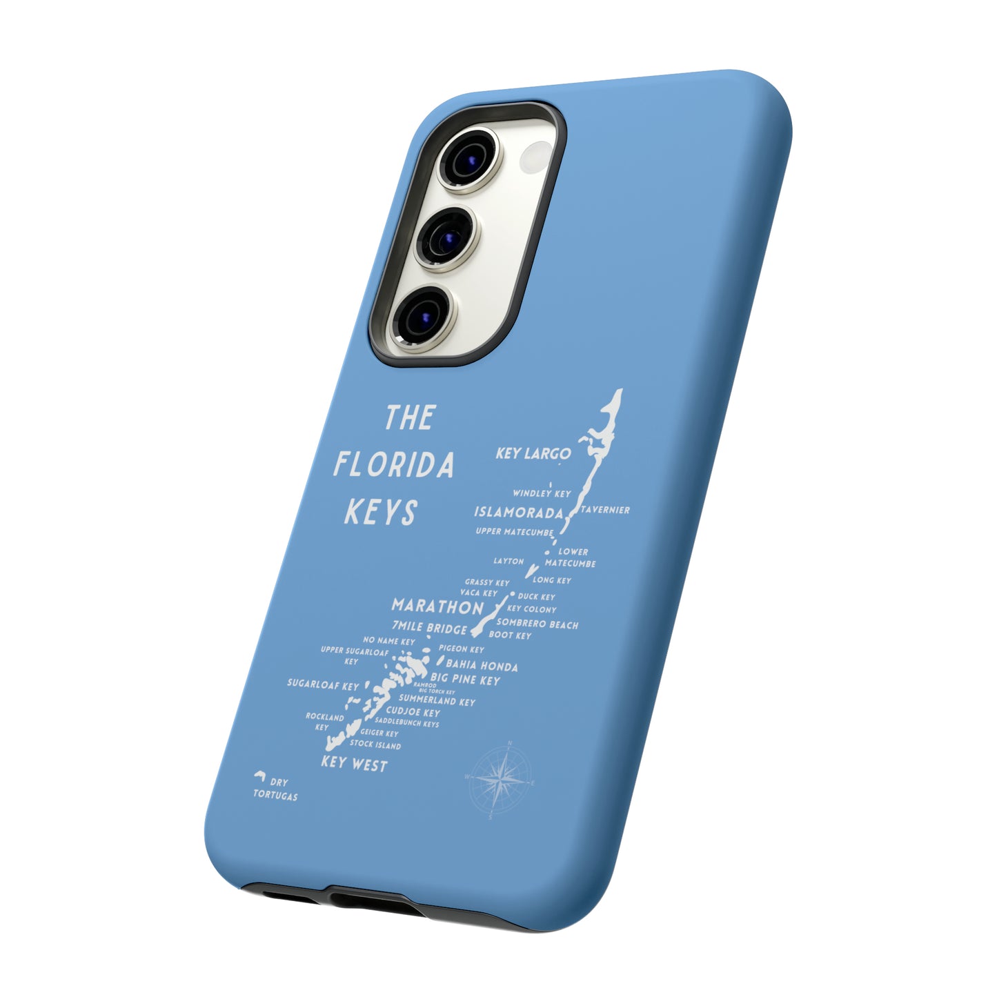 Florida keys map - iPhone Samsung pixel phone Case blue with white