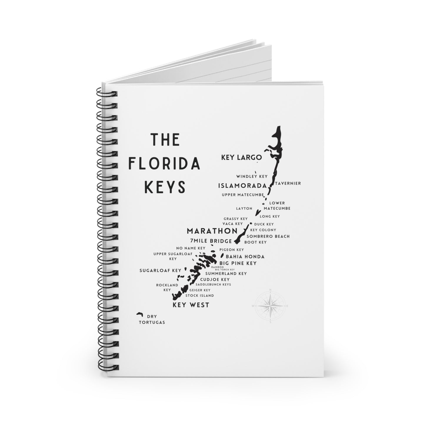 Florida Keys Map Spiral Notebook - Ruled Line