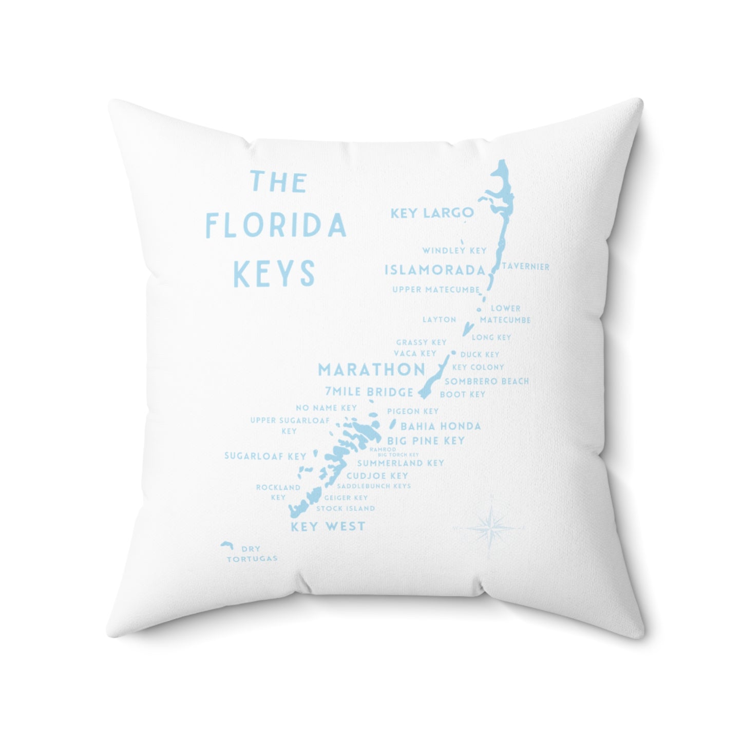 Florida Keys Map - throw pillow - white with blue - four sizes