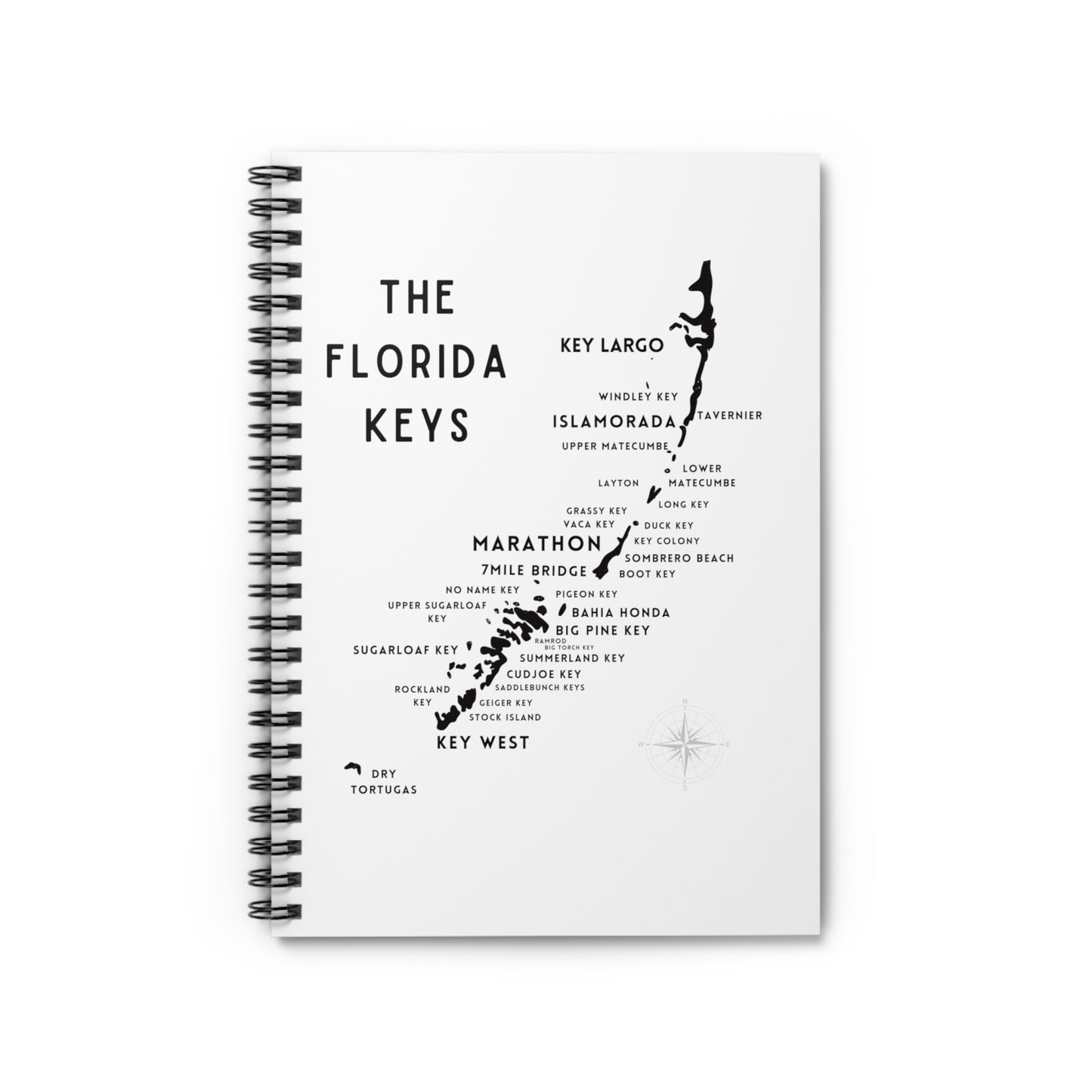 Florida Keys Map Spiral Notebook - Ruled Line