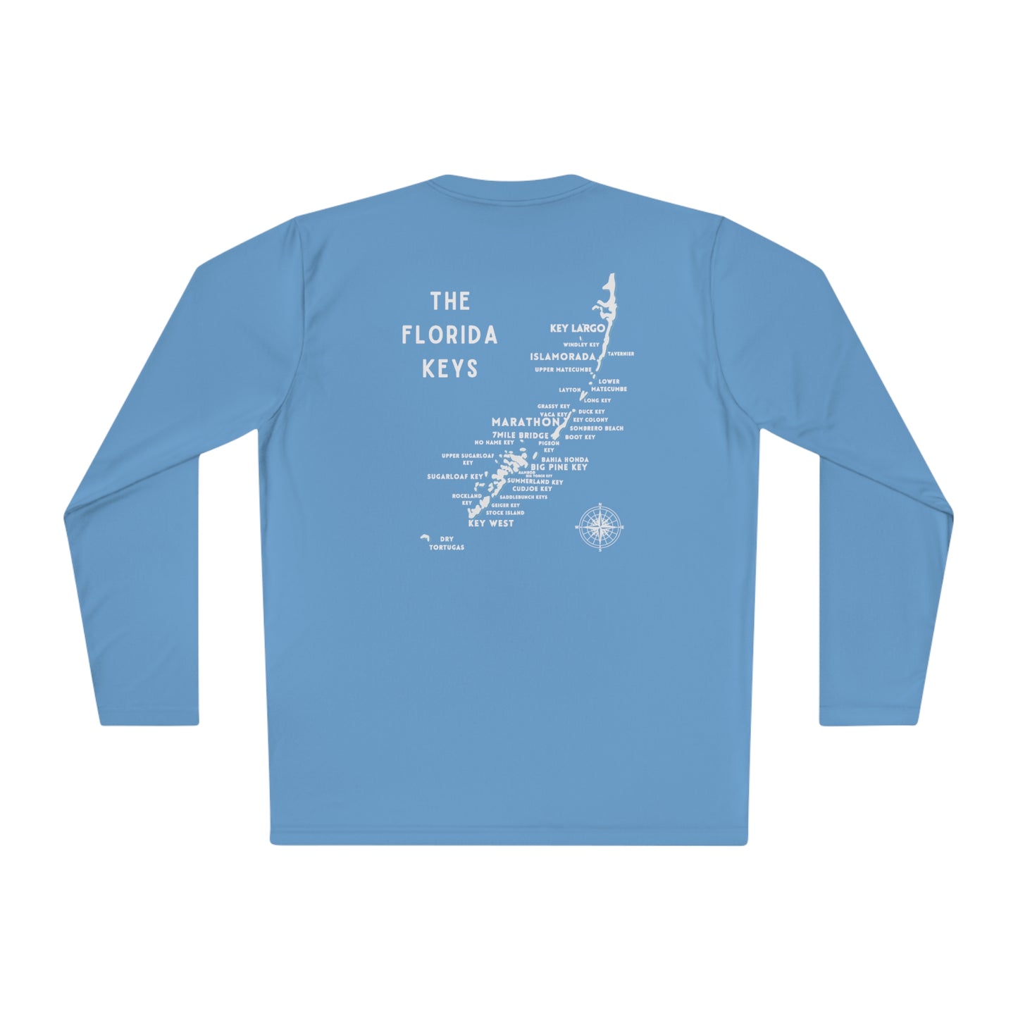 florida keys map - long sleeve fishing shirt - uv protected