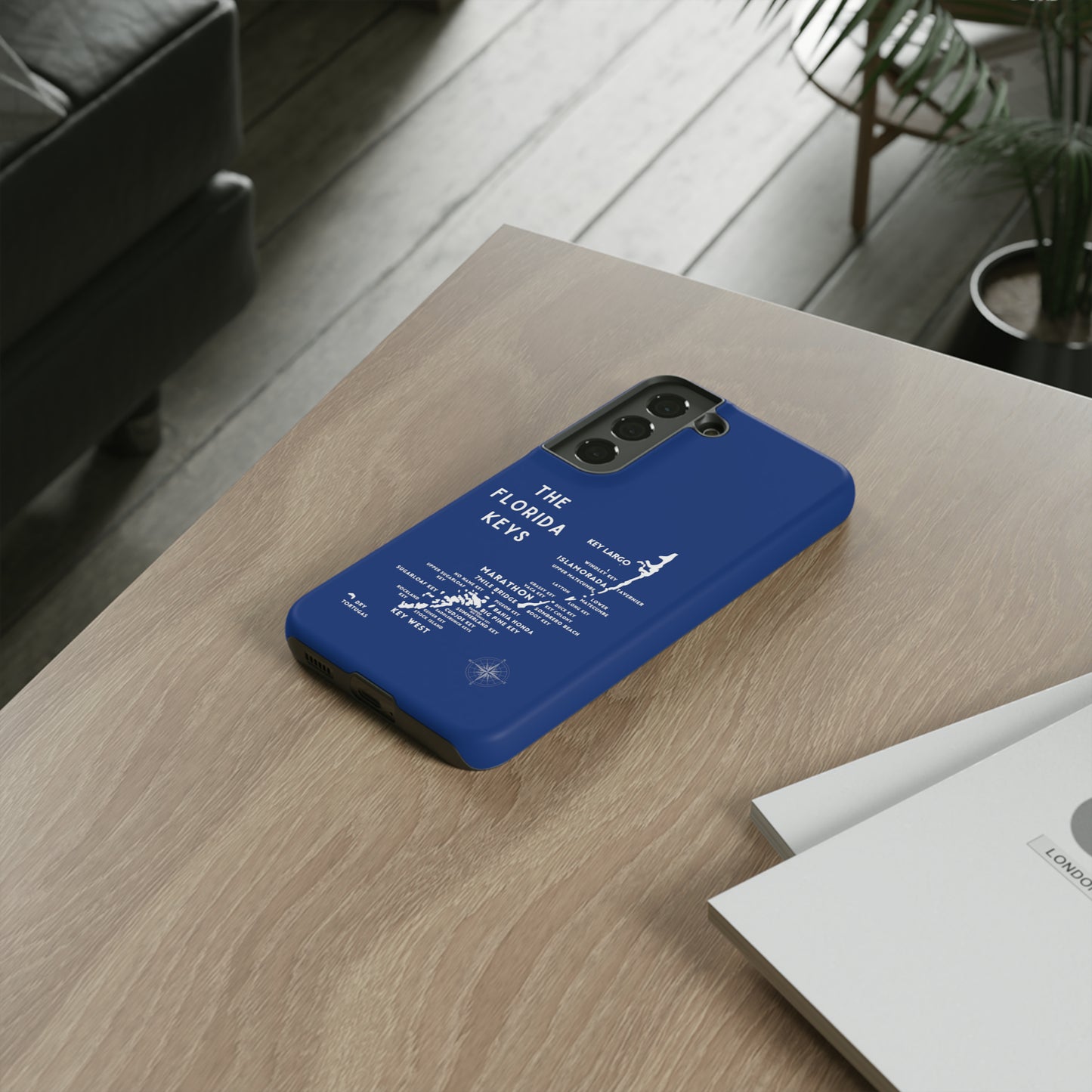 Florida keys map - iPhone Samsung pixel phone Case blue with white