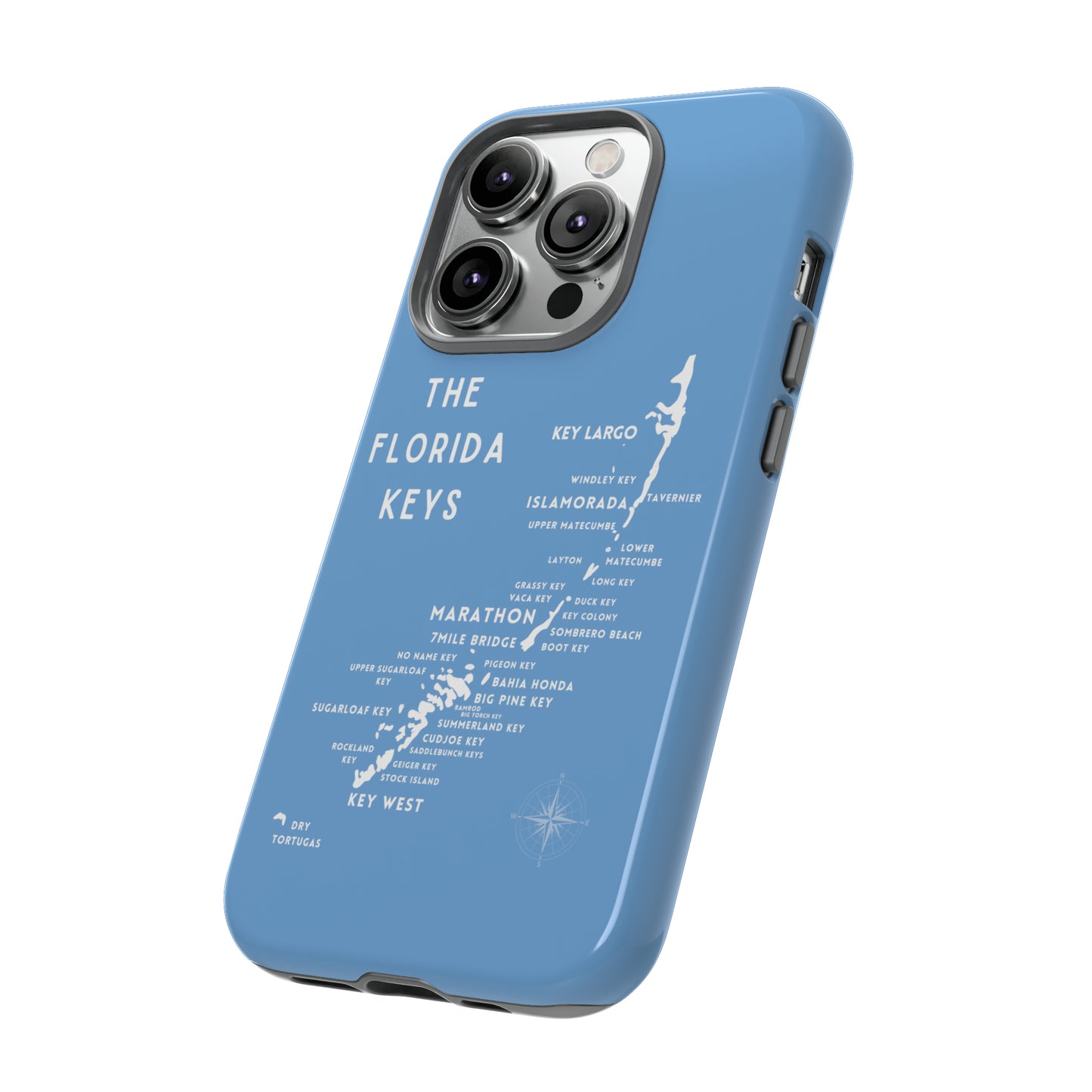 Florida keys map - iPhone Samsung pixel phone Case blue with white