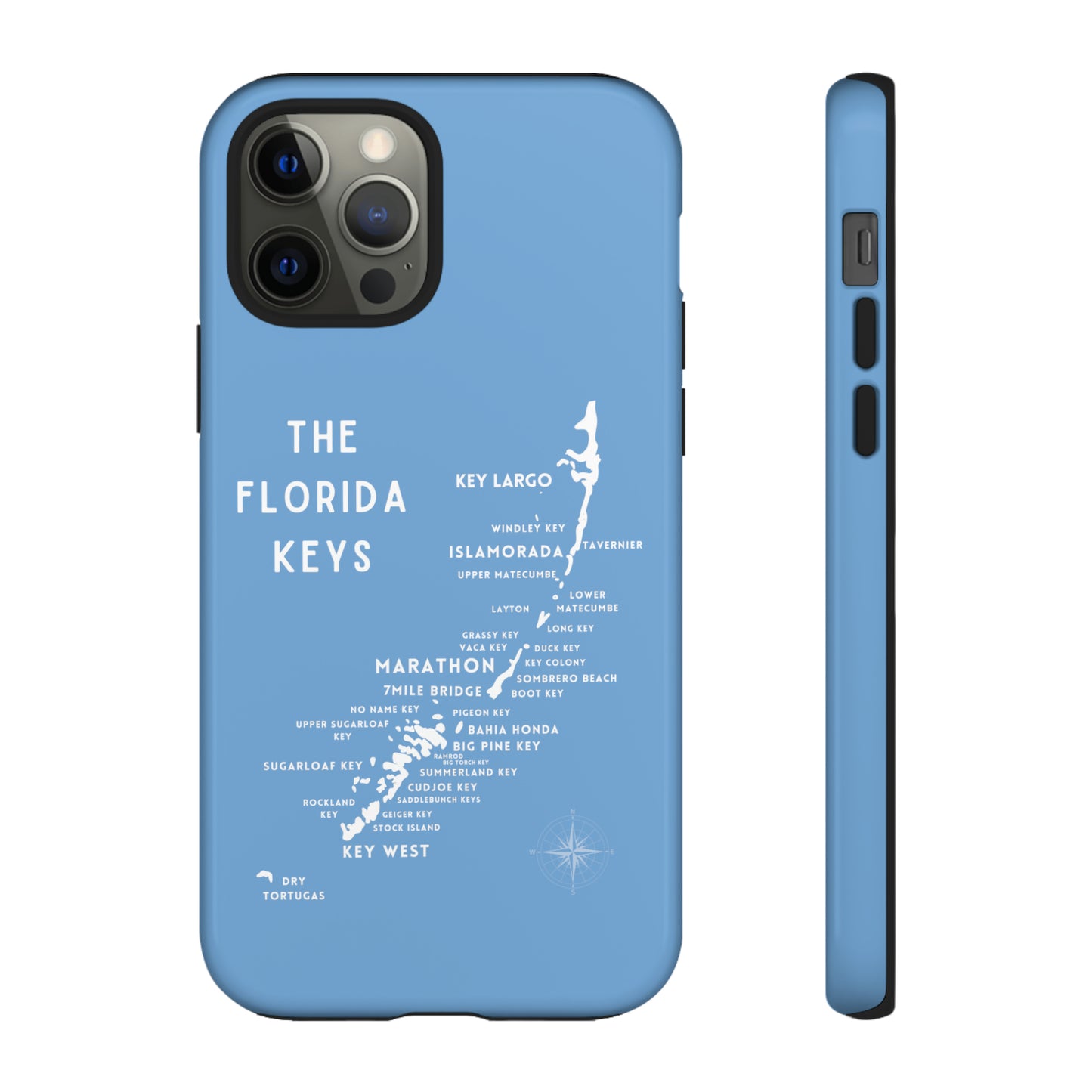 Florida keys map - iPhone Samsung pixel phone Case blue with white
