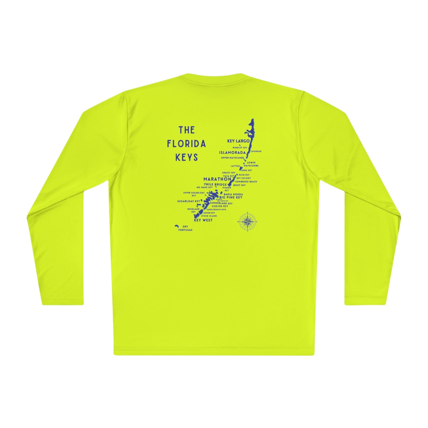 florida keys map - long sleeve fishing shirt - uv protected