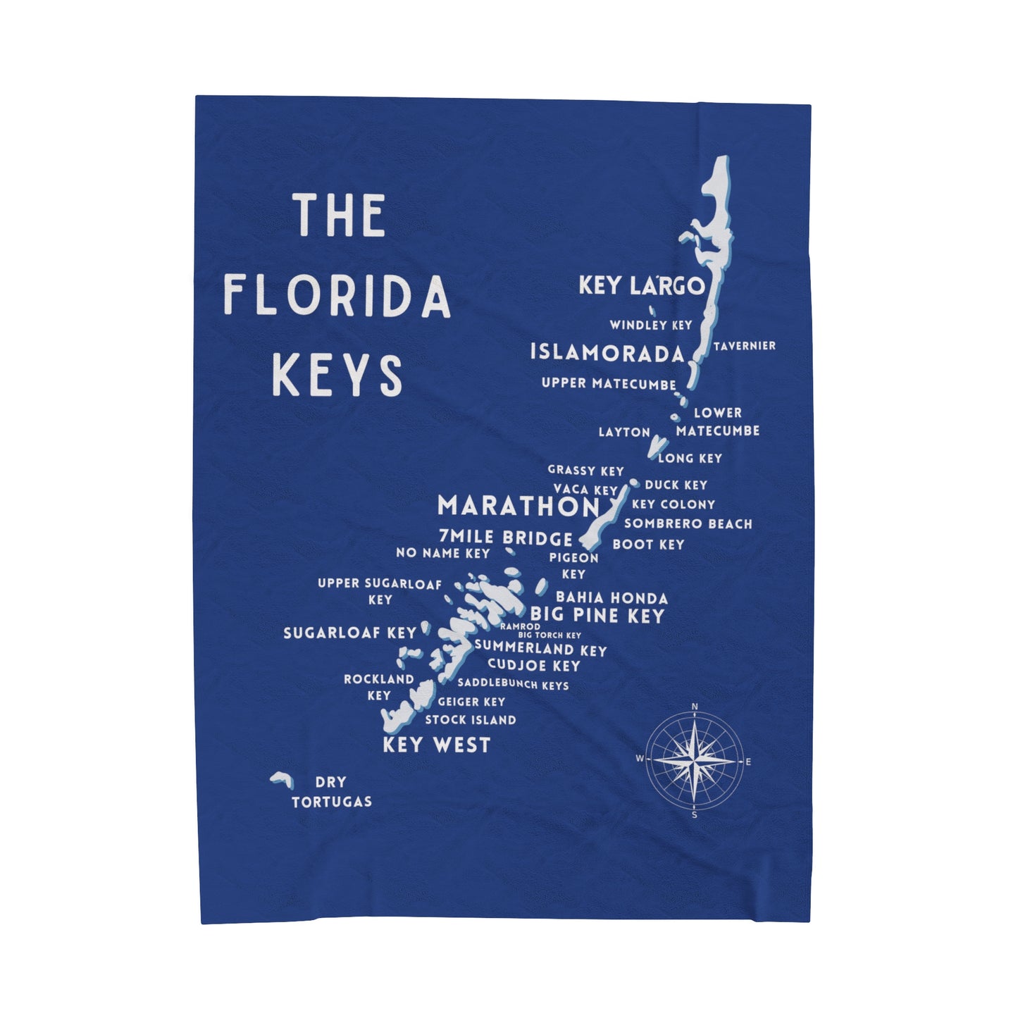 Florida Keys Map Velveteen Plush Blanket - Cozy Nautical Home Decor, Perfect Gift for Beach Lovers and Travel Enthusiasts