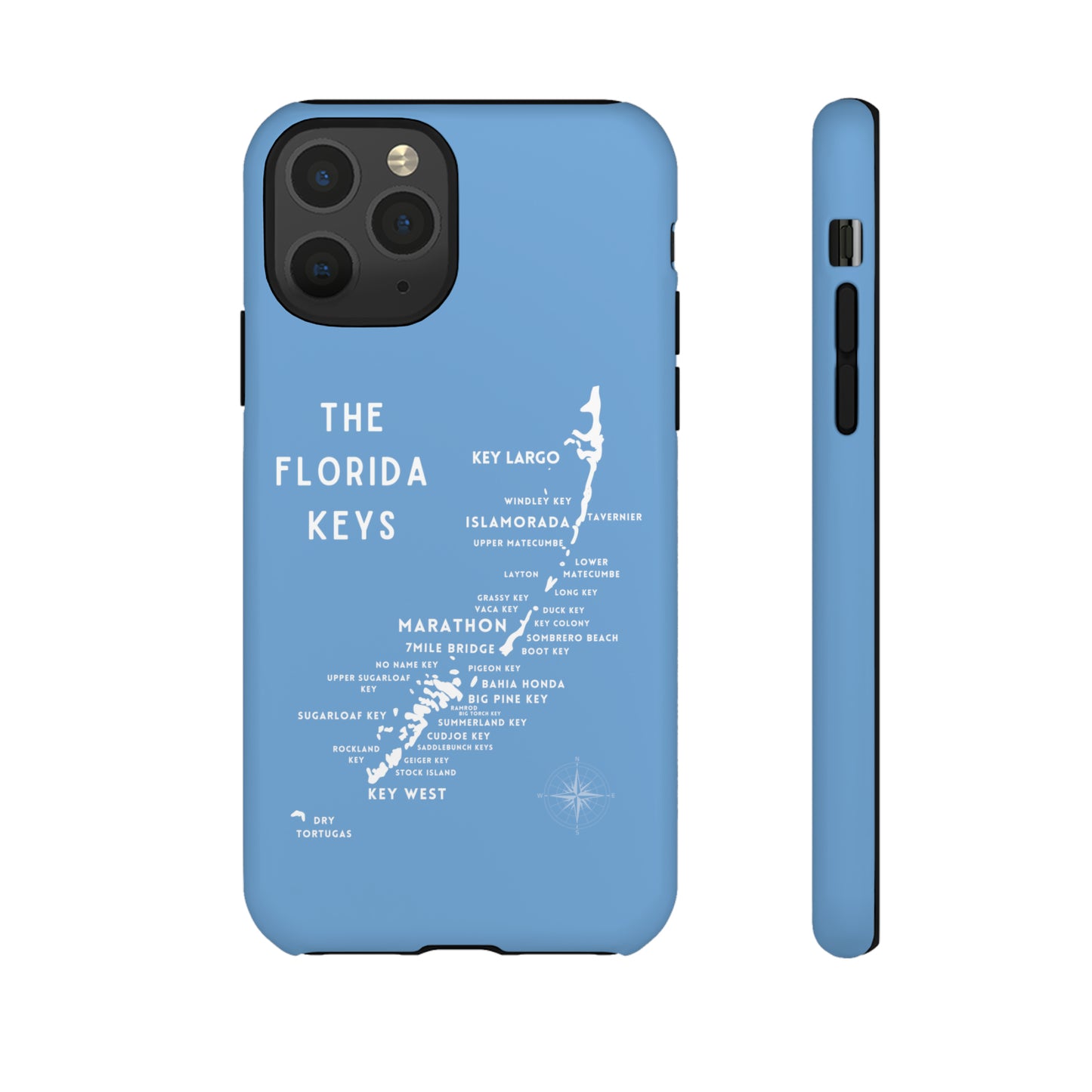 Florida keys map - iPhone Samsung pixel phone Case blue with white