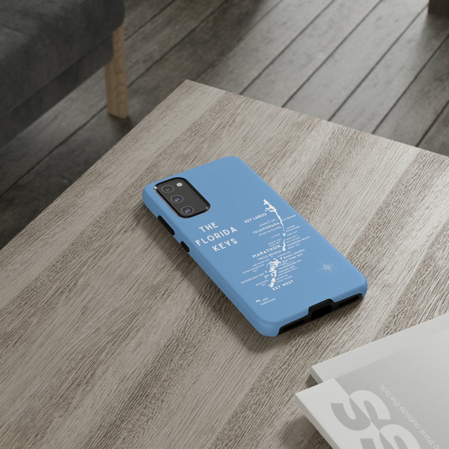 Florida keys map - iPhone Samsung pixel phone Case blue with white