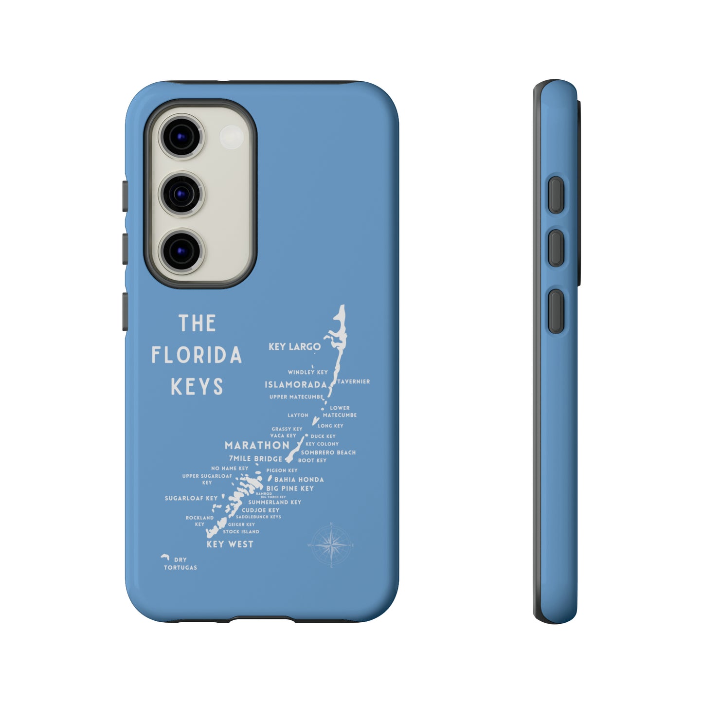 Florida keys map - iPhone Samsung pixel phone Case blue with white