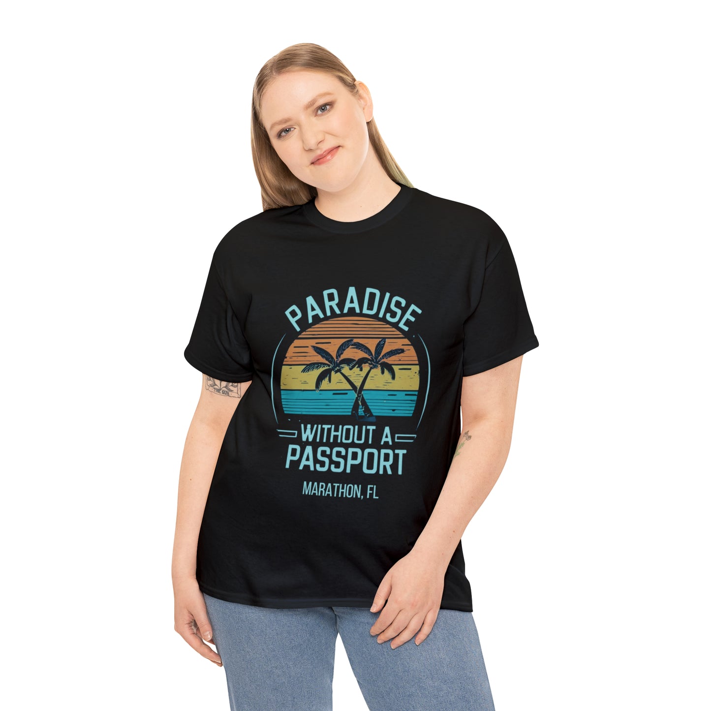 Paradise without a Passport - vintage tee - Unisex Heavy Cotton Tee