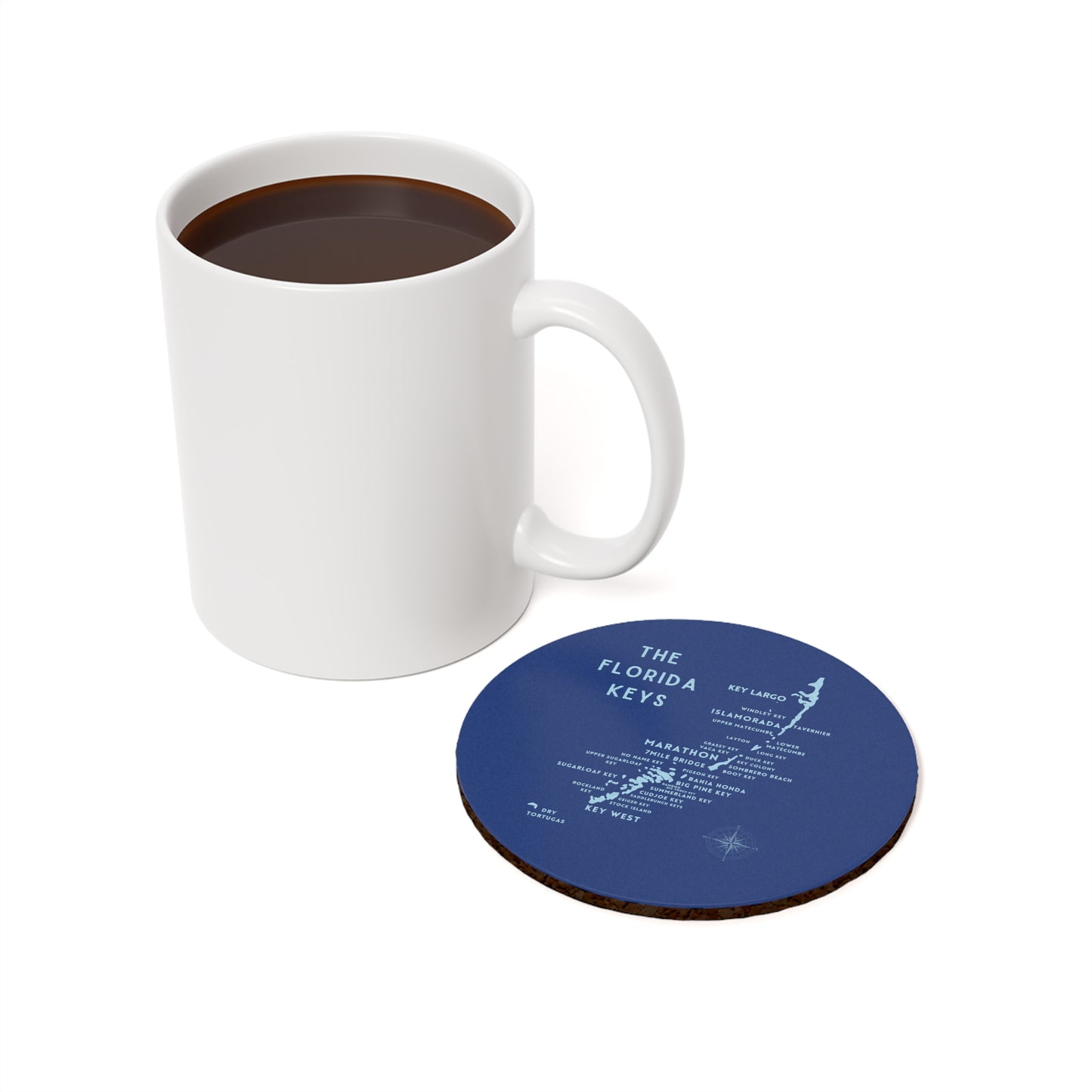 Florida Keys Map - Blue -  Cork Back Coaster