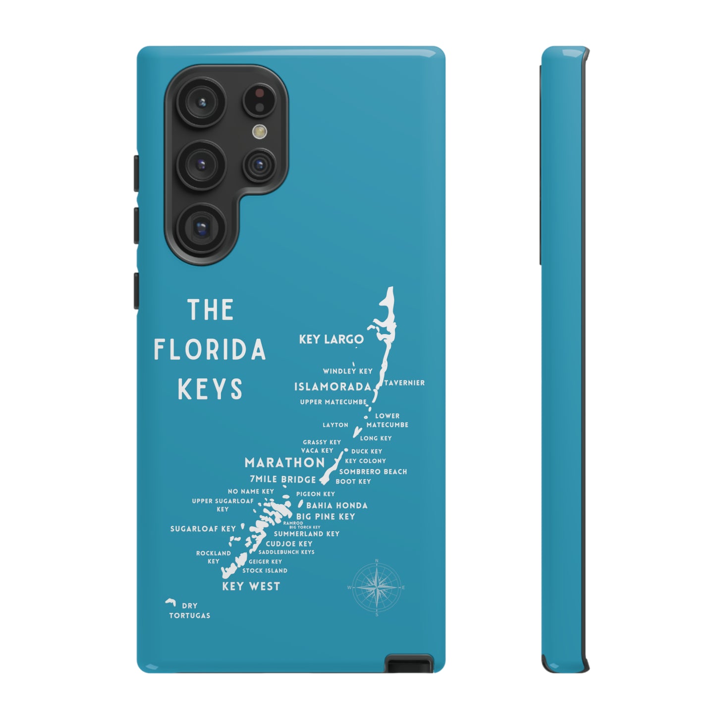 Florida keys map - iPhone Samsung pixel phone Case blue with white