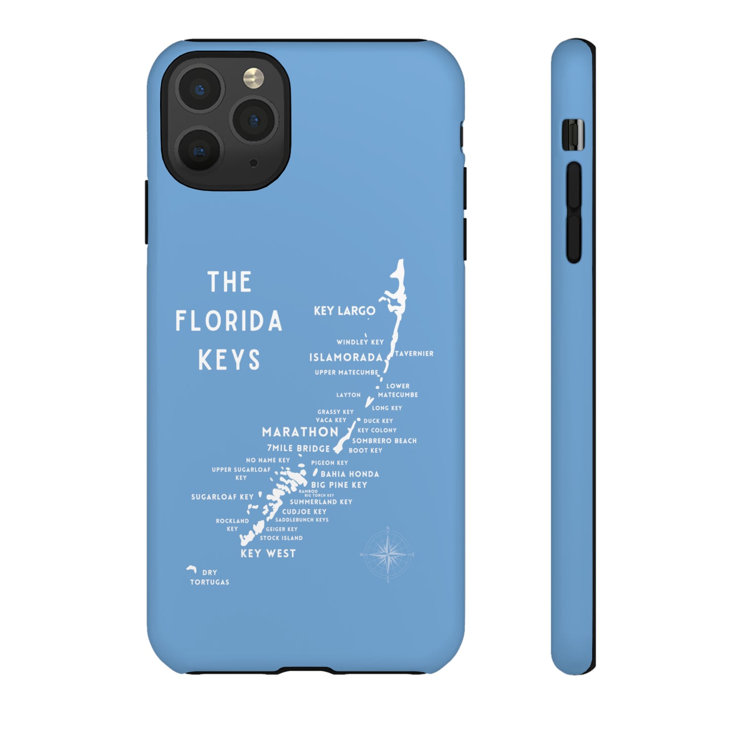 Florida keys map - iPhone Samsung pixel phone Case blue with white