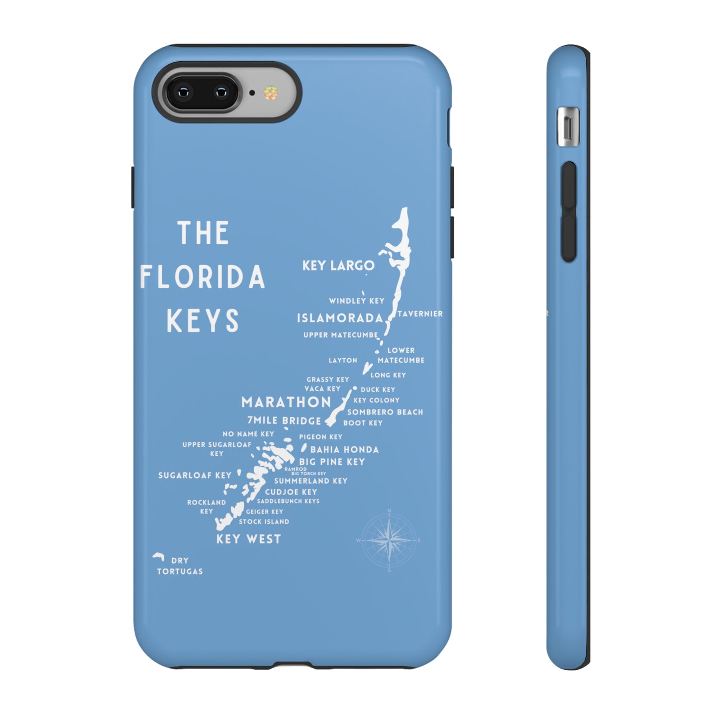 Florida keys map - iPhone Samsung pixel phone Case blue with white