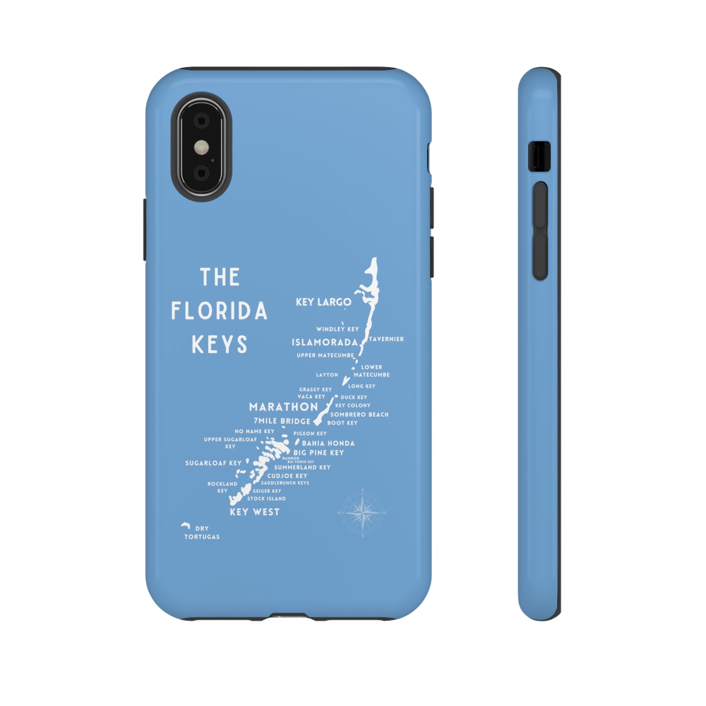 Florida keys map - iPhone Samsung pixel phone Case blue with white