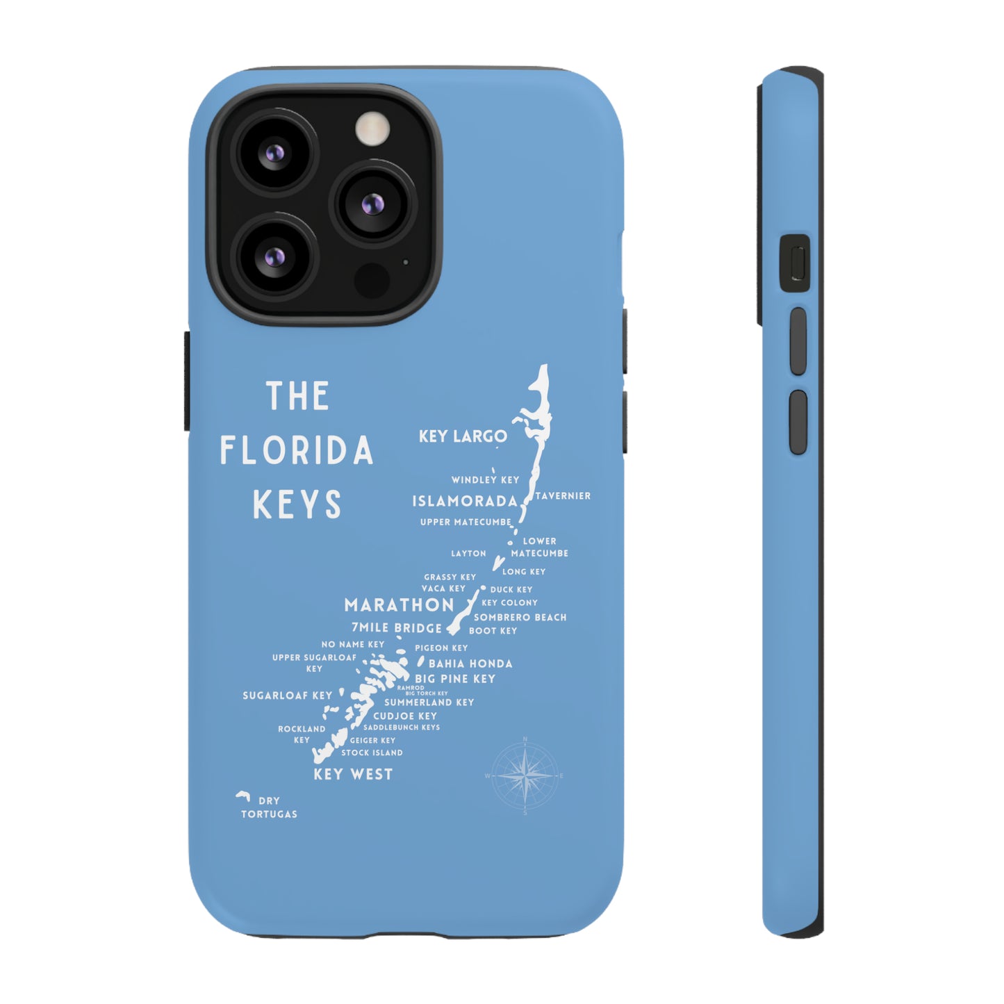 Florida keys map - iPhone Samsung pixel phone Case blue with white