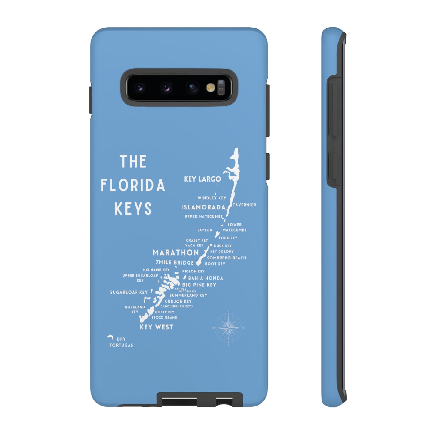 Florida keys map - iPhone Samsung pixel phone Case blue with white