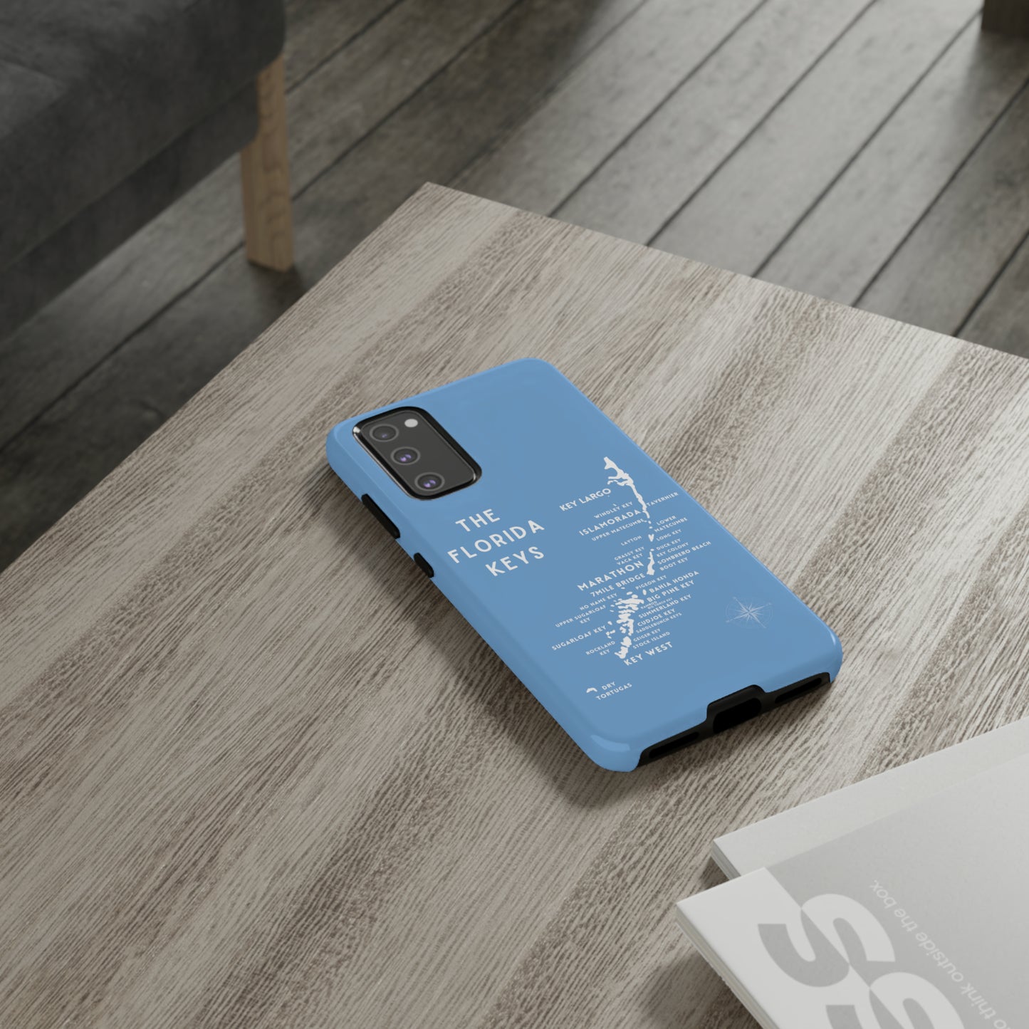 Florida keys map - iPhone Samsung pixel phone Case blue with white