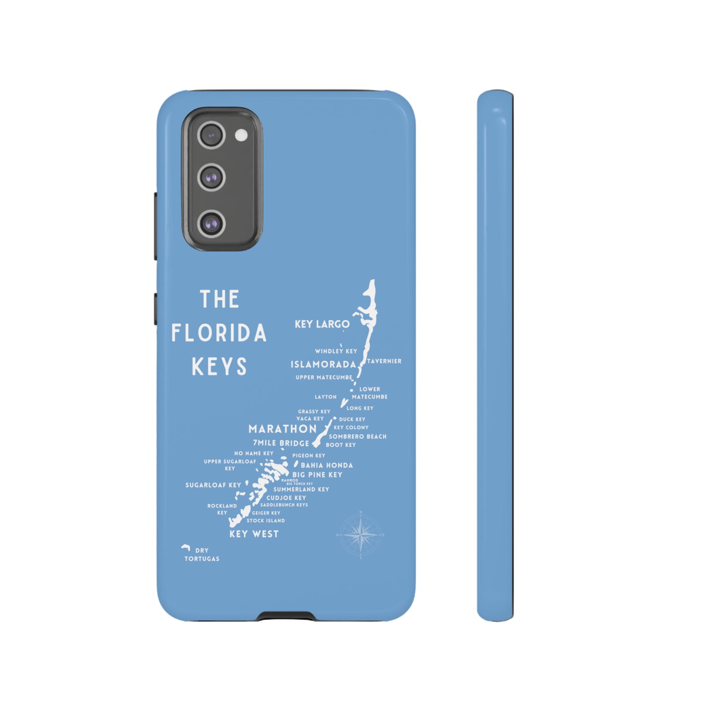 Florida keys map - iPhone Samsung pixel phone Case blue with white