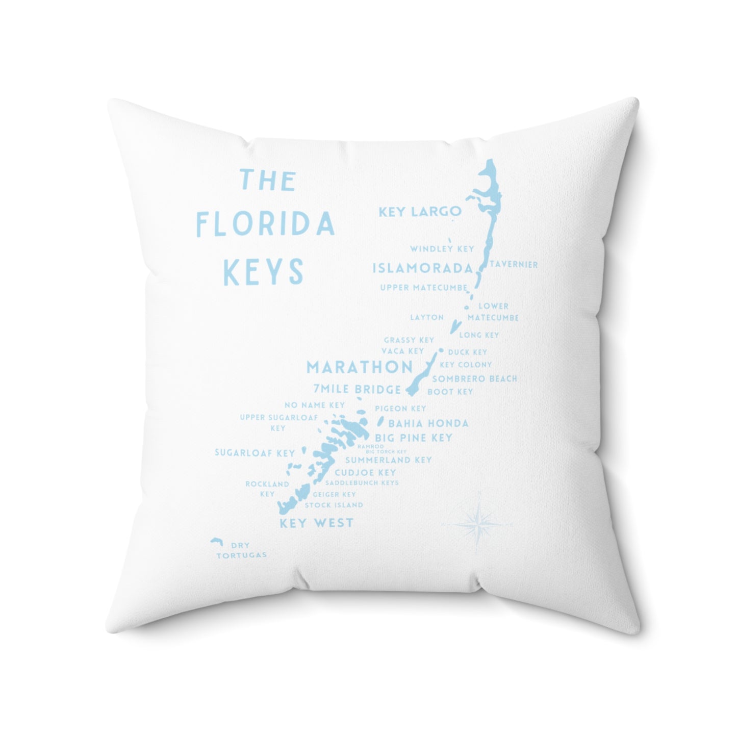Florida Keys Map - throw pillow - white with blue - four sizes