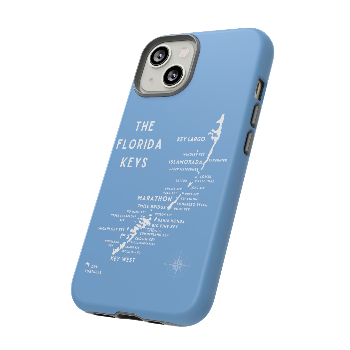 Florida keys map - iPhone Samsung pixel phone Case blue with white