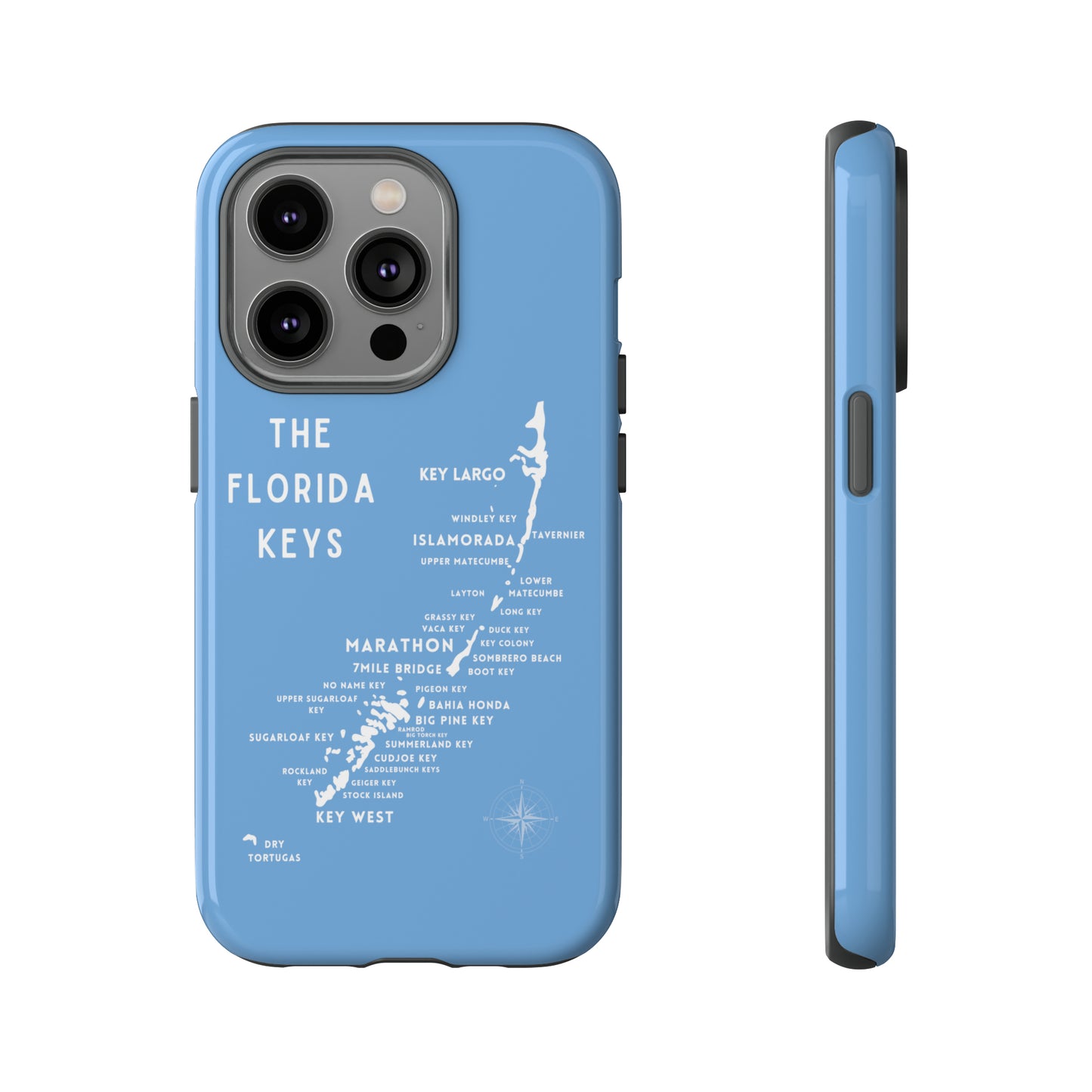 Florida keys map - iPhone Samsung pixel phone Case blue with white