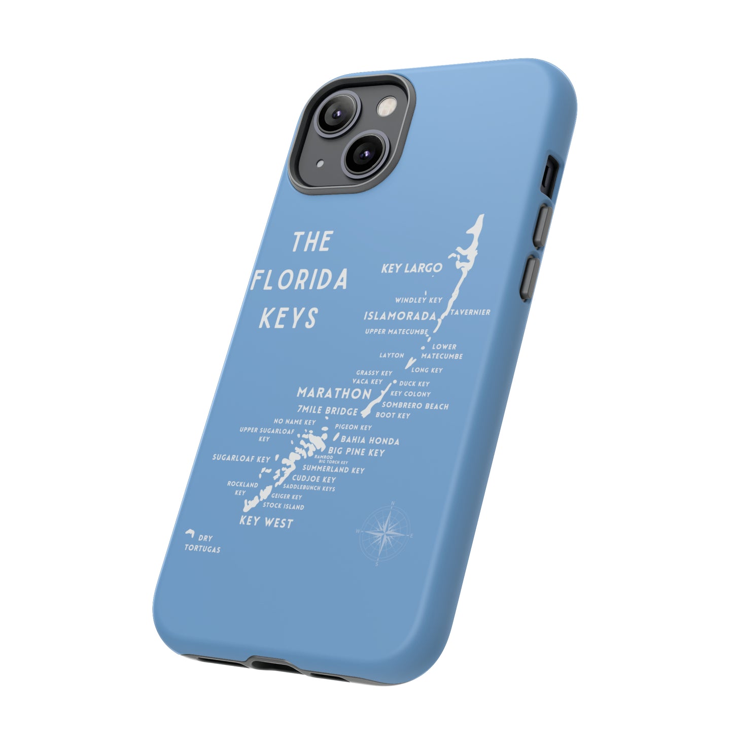 Florida keys map - iPhone Samsung pixel phone Case blue with white