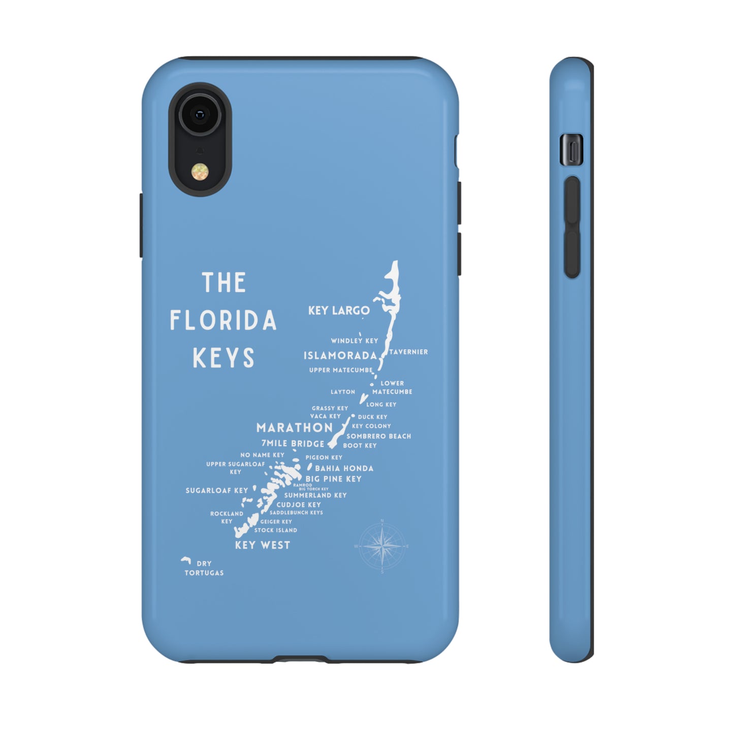 Florida keys map - iPhone Samsung pixel phone Case blue with white