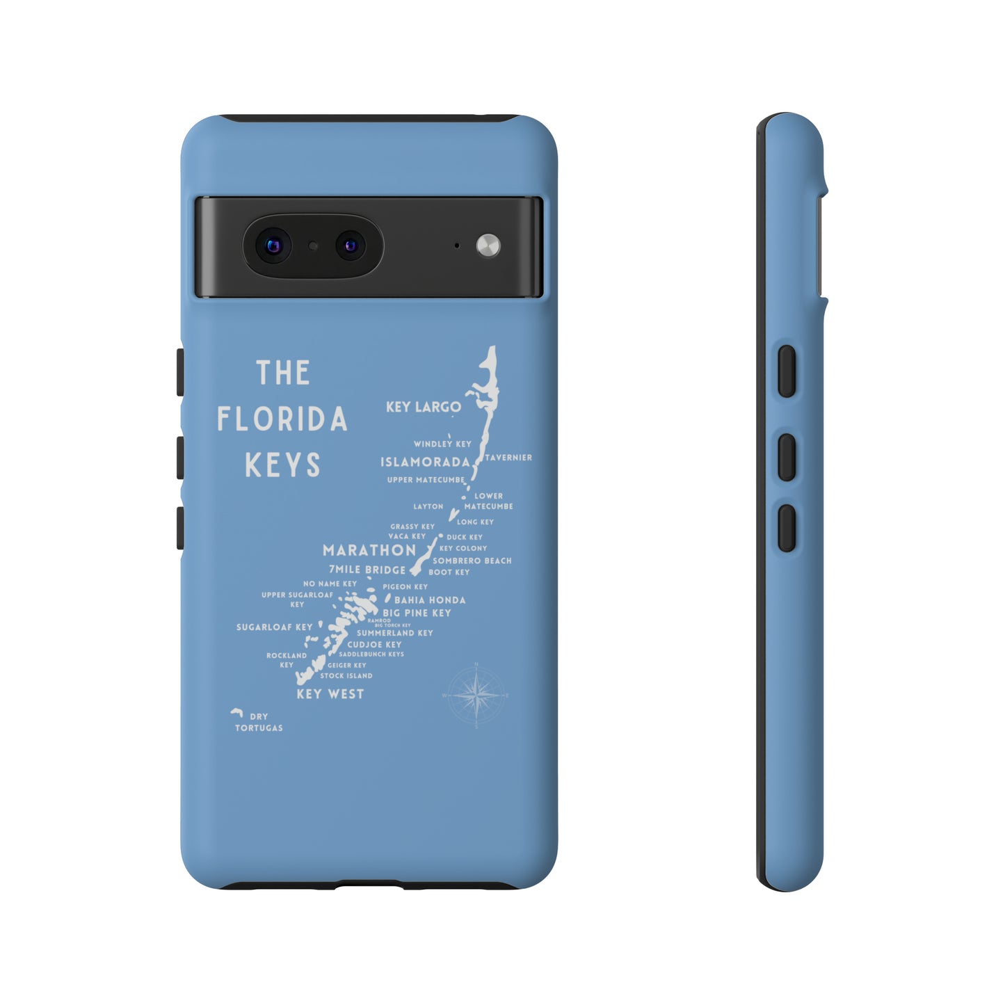 Florida keys map - iPhone Samsung pixel phone Case blue with white