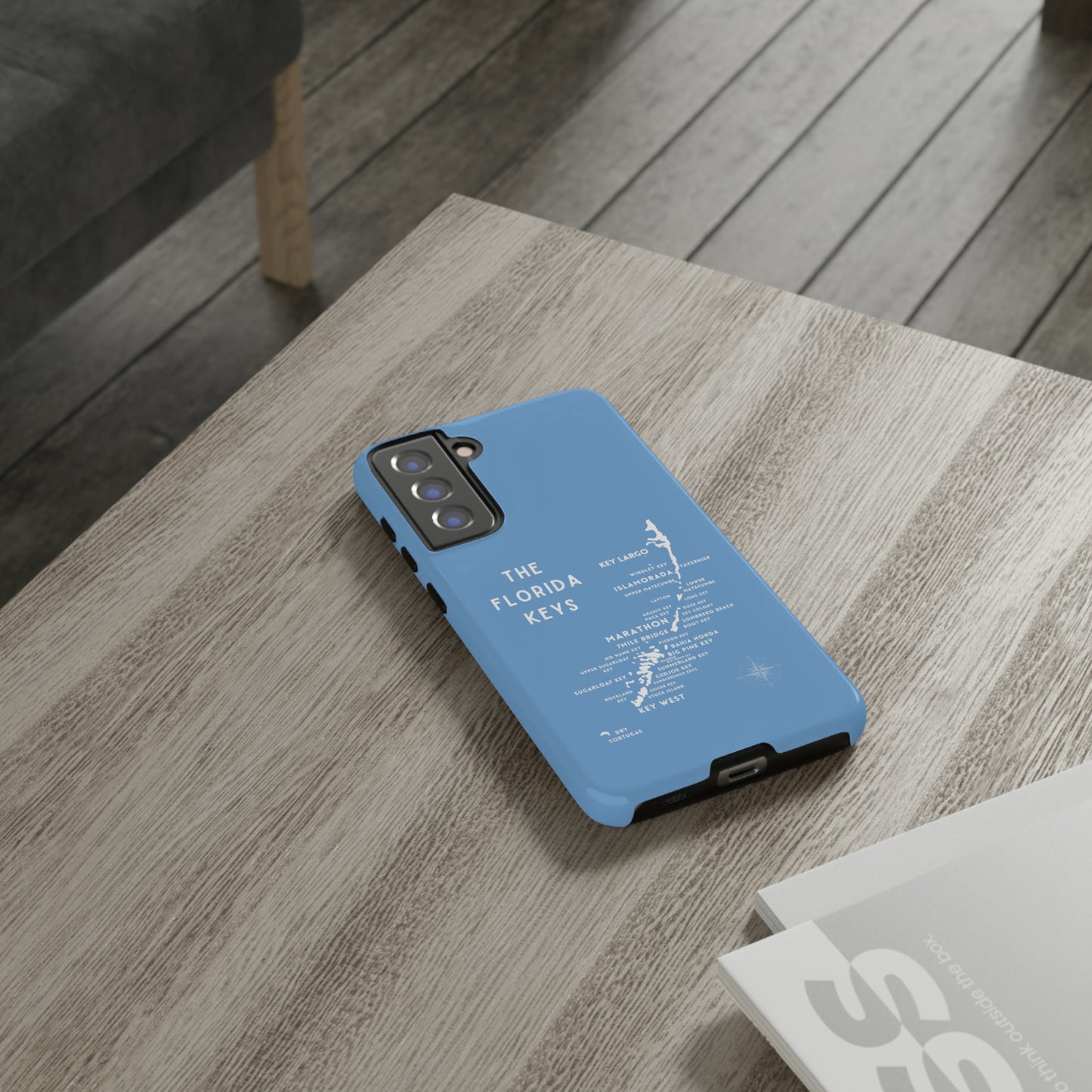 Florida keys map - iPhone Samsung pixel phone Case blue with white