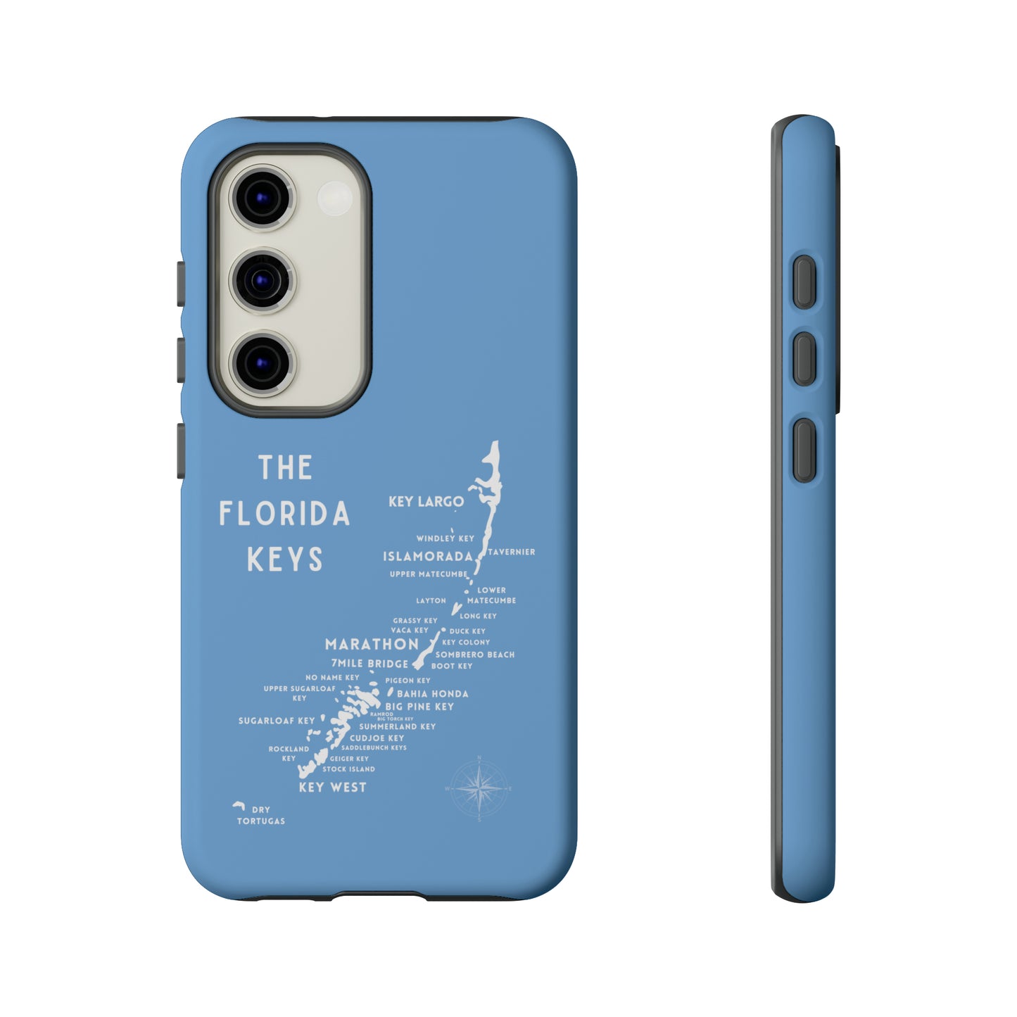 Florida keys map - iPhone Samsung pixel phone Case blue with white
