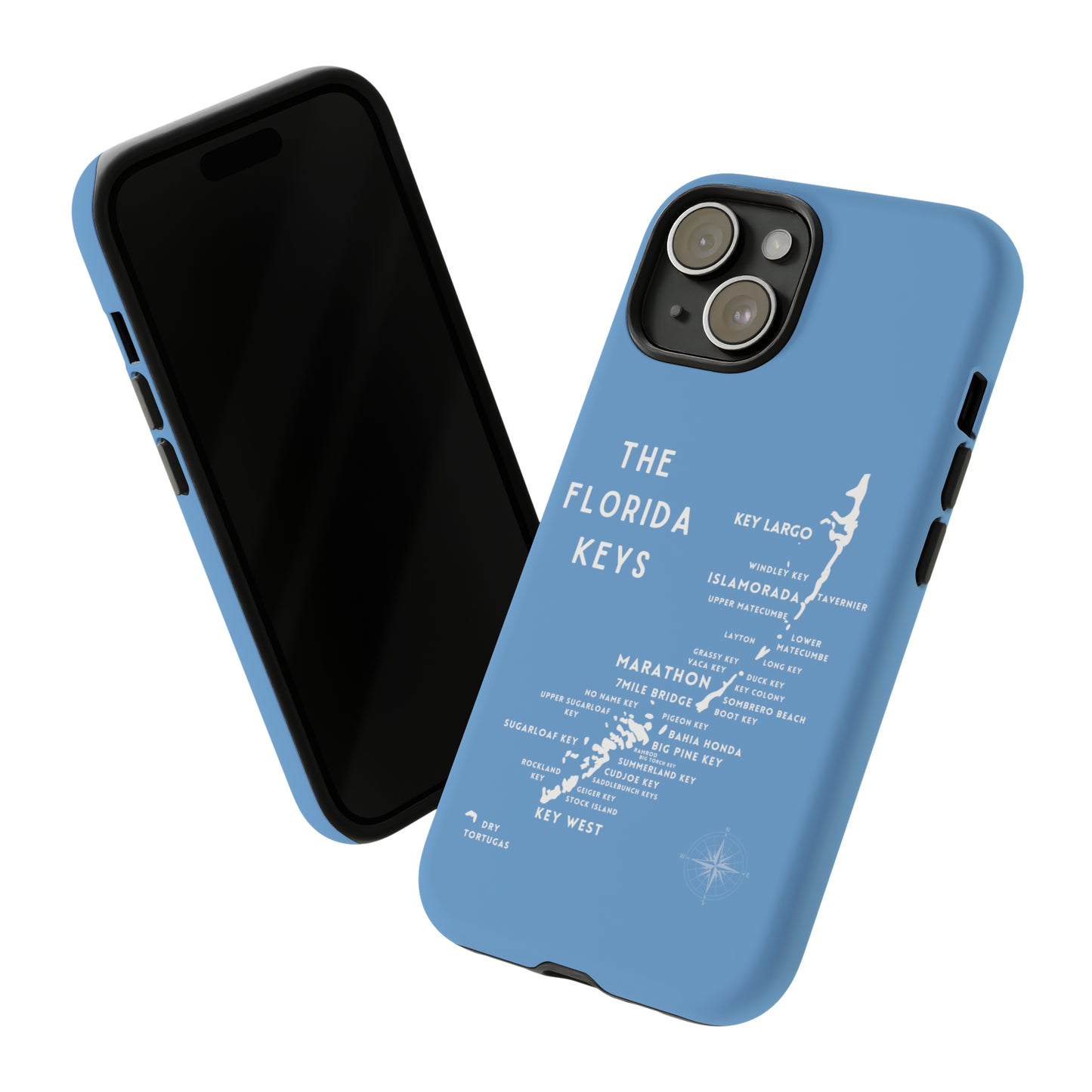 Florida keys map - iPhone Samsung pixel phone Case blue with white
