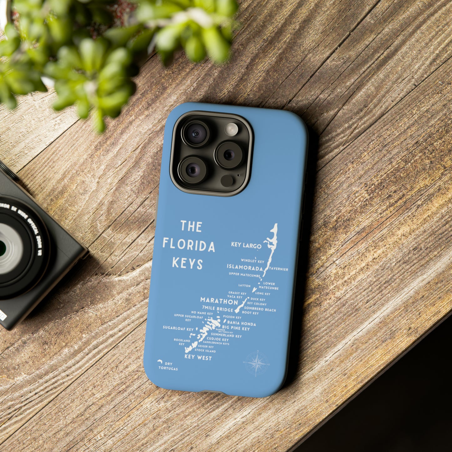 Florida keys map - iPhone Samsung pixel phone Case blue with white