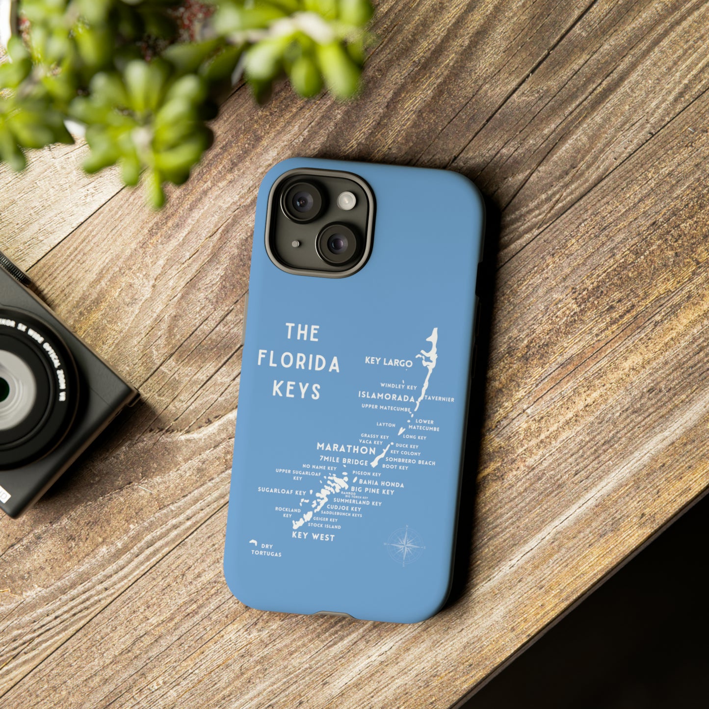 Florida keys map - iPhone Samsung pixel phone Case blue with white