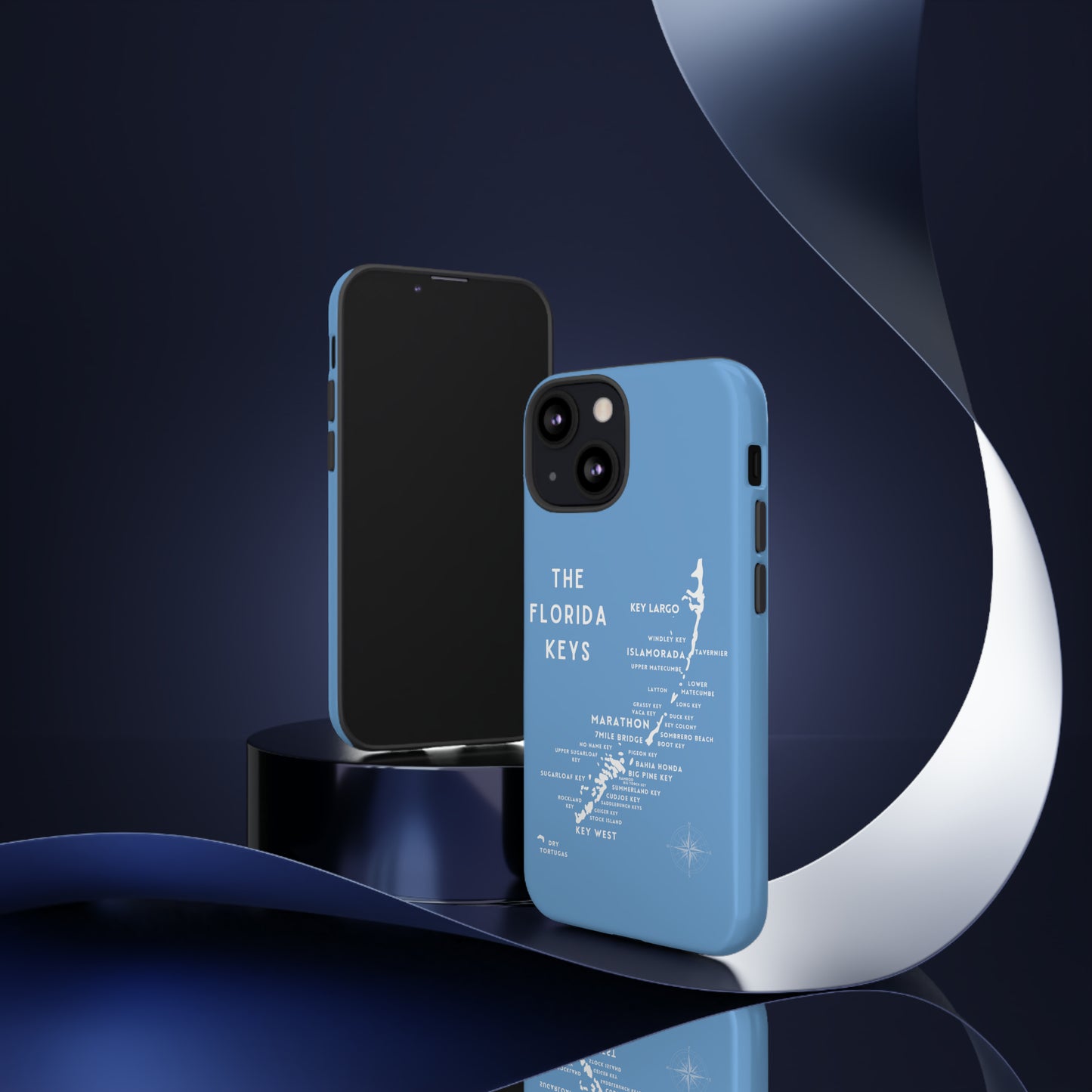 Florida keys map - iPhone Samsung pixel phone Case blue with white