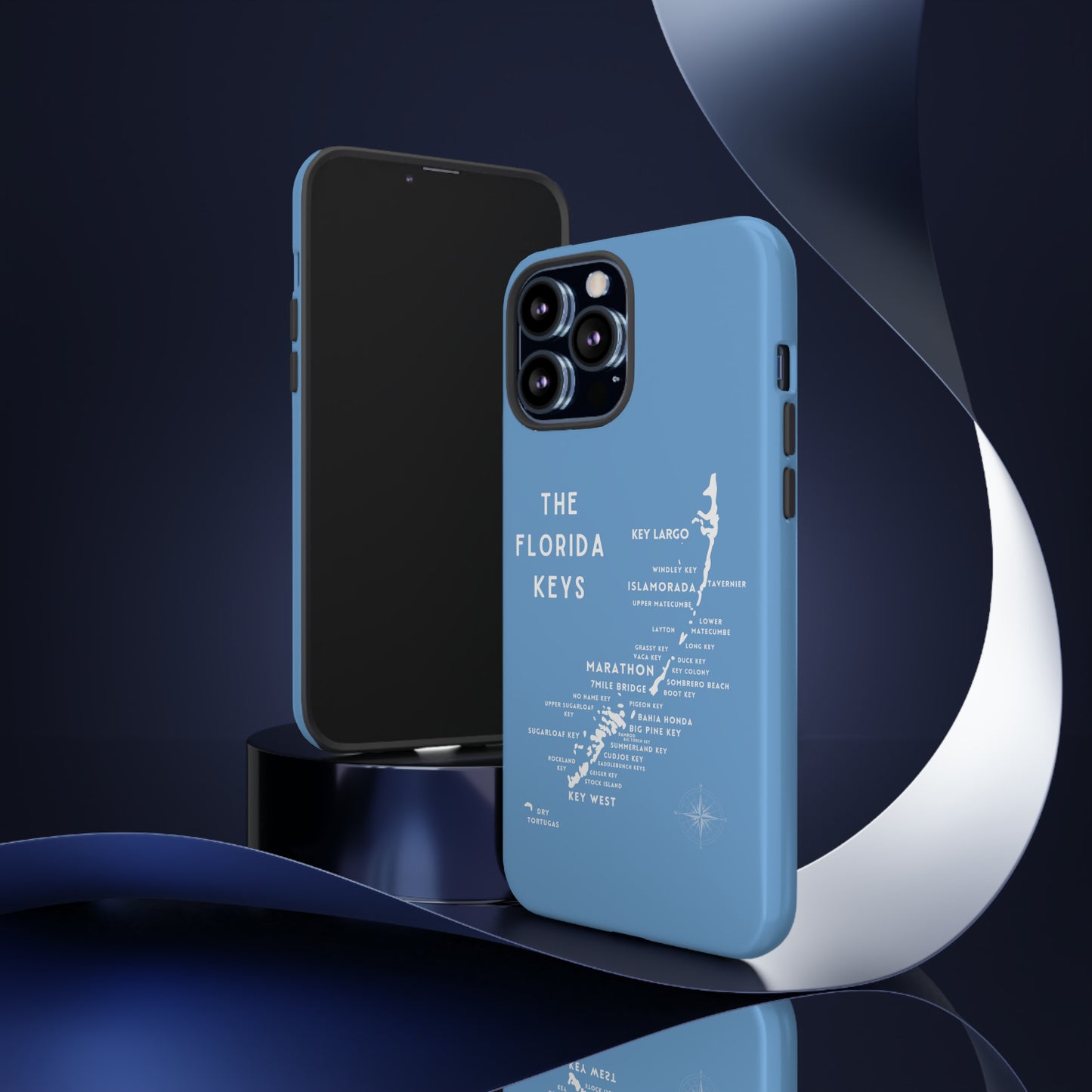 Florida keys map - iPhone Samsung pixel phone Case blue with white