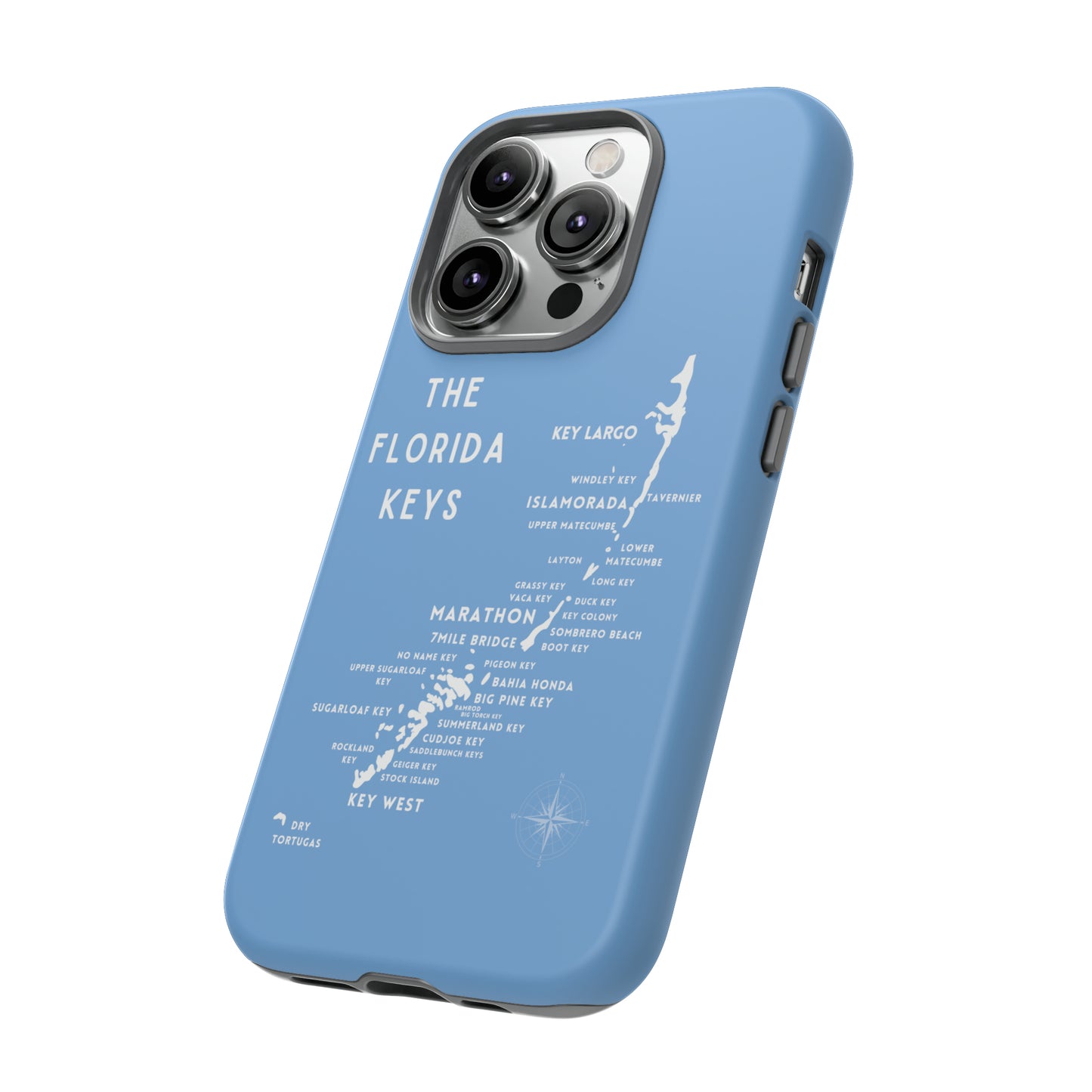 Florida keys map - iPhone Samsung pixel phone Case blue with white
