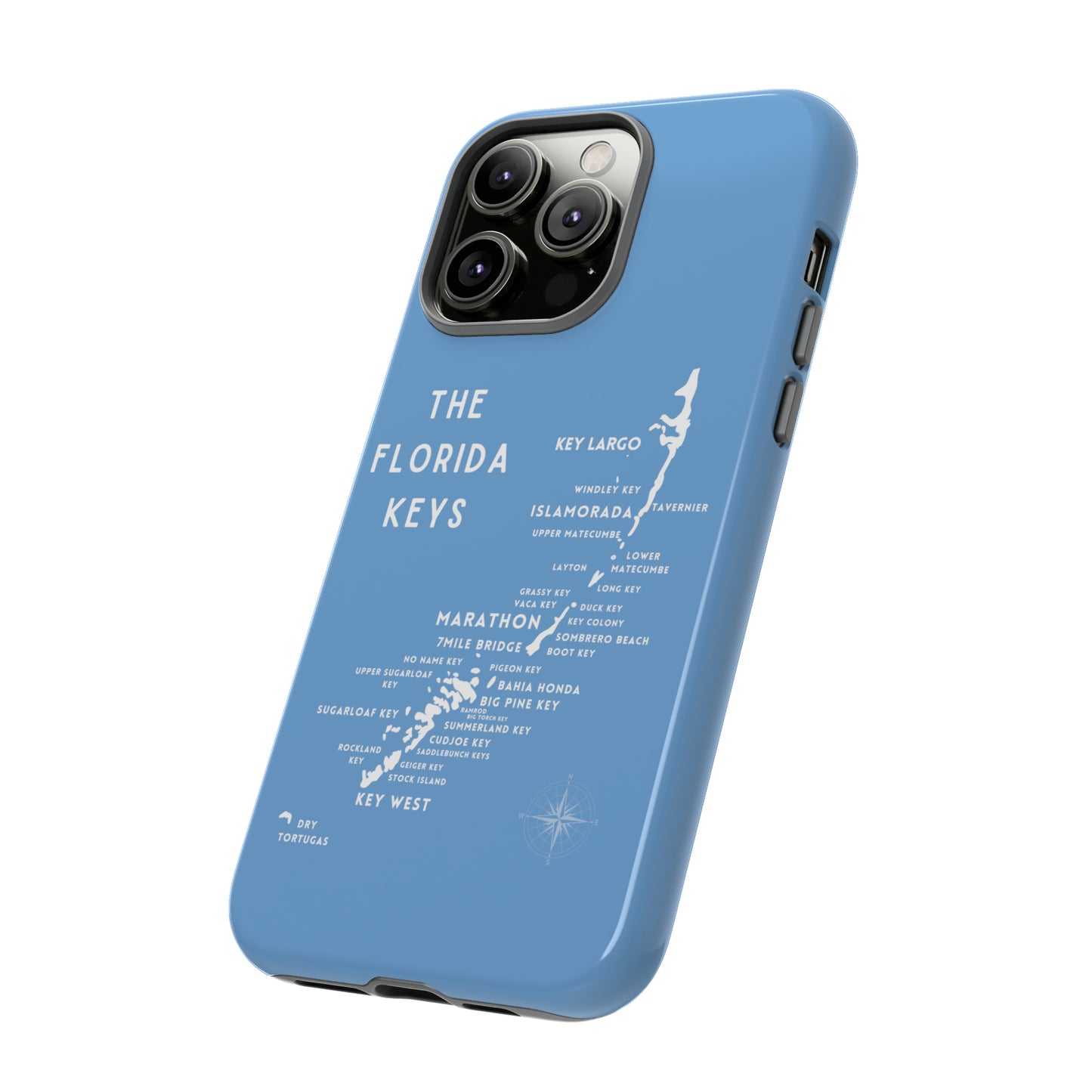 Florida keys map - iPhone Samsung pixel phone Case blue with white