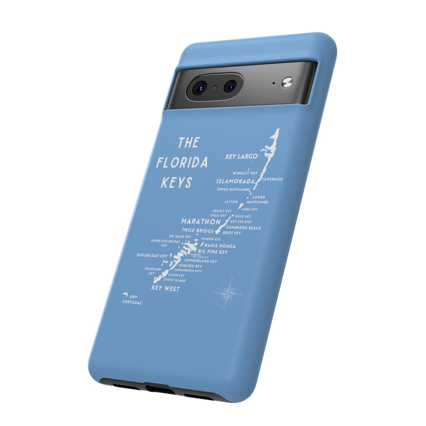 Florida keys map - iPhone Samsung pixel phone Case blue with white